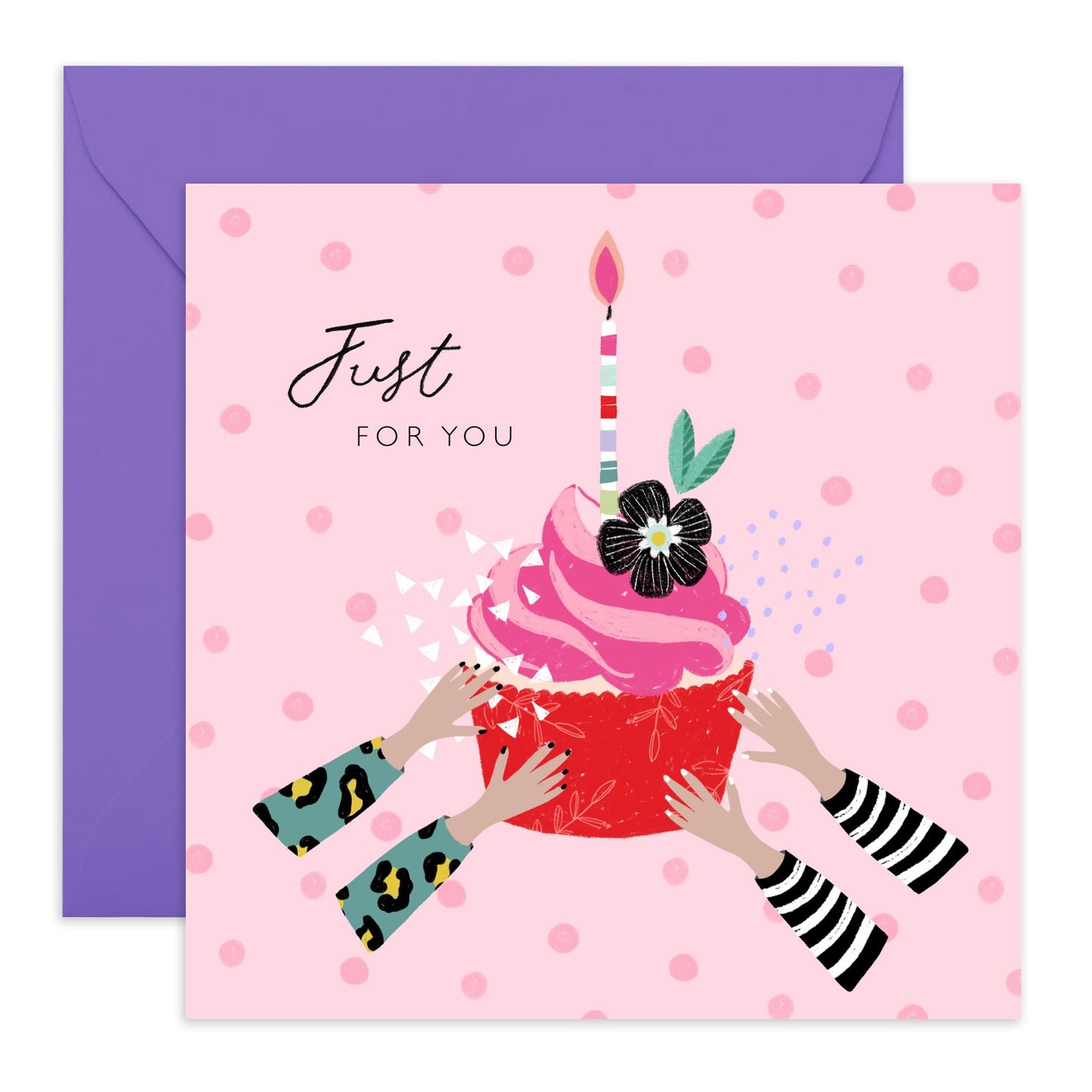 Greeting Card Birthday - Just For You - Friend Birthday Cards For Women - Cupcake Card - Sweet Gifts For Her Women Sister Students - Comes With Stickers By Central 23
