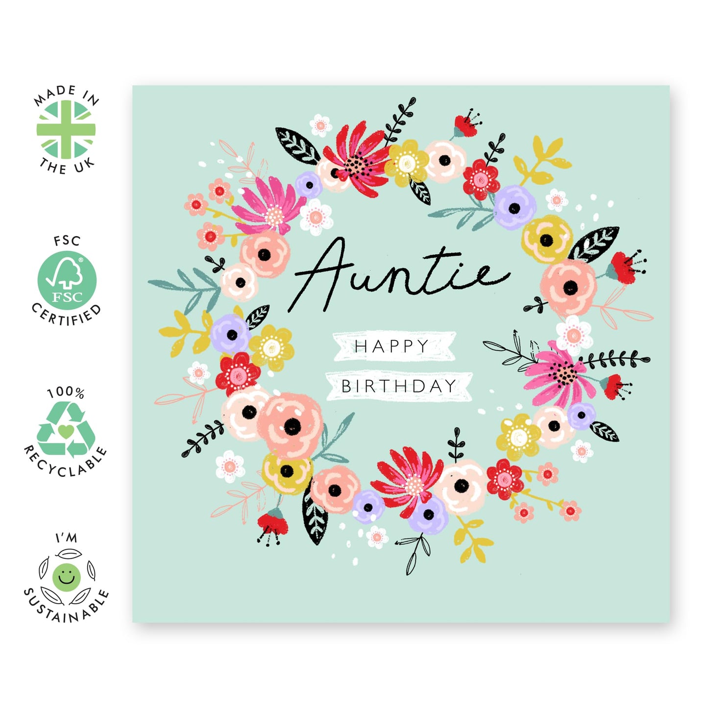 Floral Greeting Cards Birthday Female - Auntie Birthday Card - Pretty Elegant Feminine - Gifts For Her Women Female Aunty Tia - Comes With Fun Stickers By Central 23