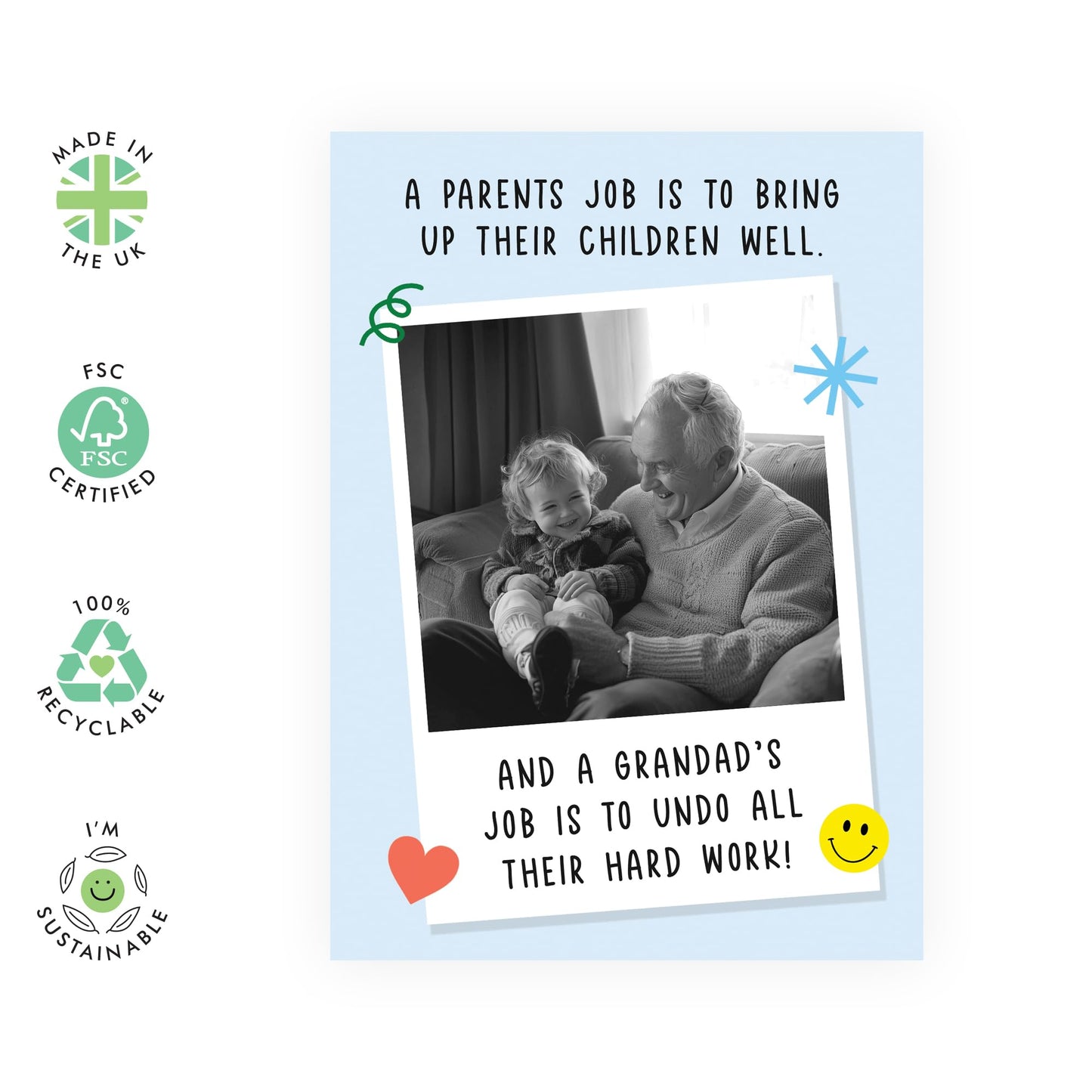 Funny Grandad Card - Humorous Greeting Card for Grandfather, Grandpa, Him, Men, Grandparent- Perfect for Birthday, Father's Day, or Just Because- Comes with Fun Stickers