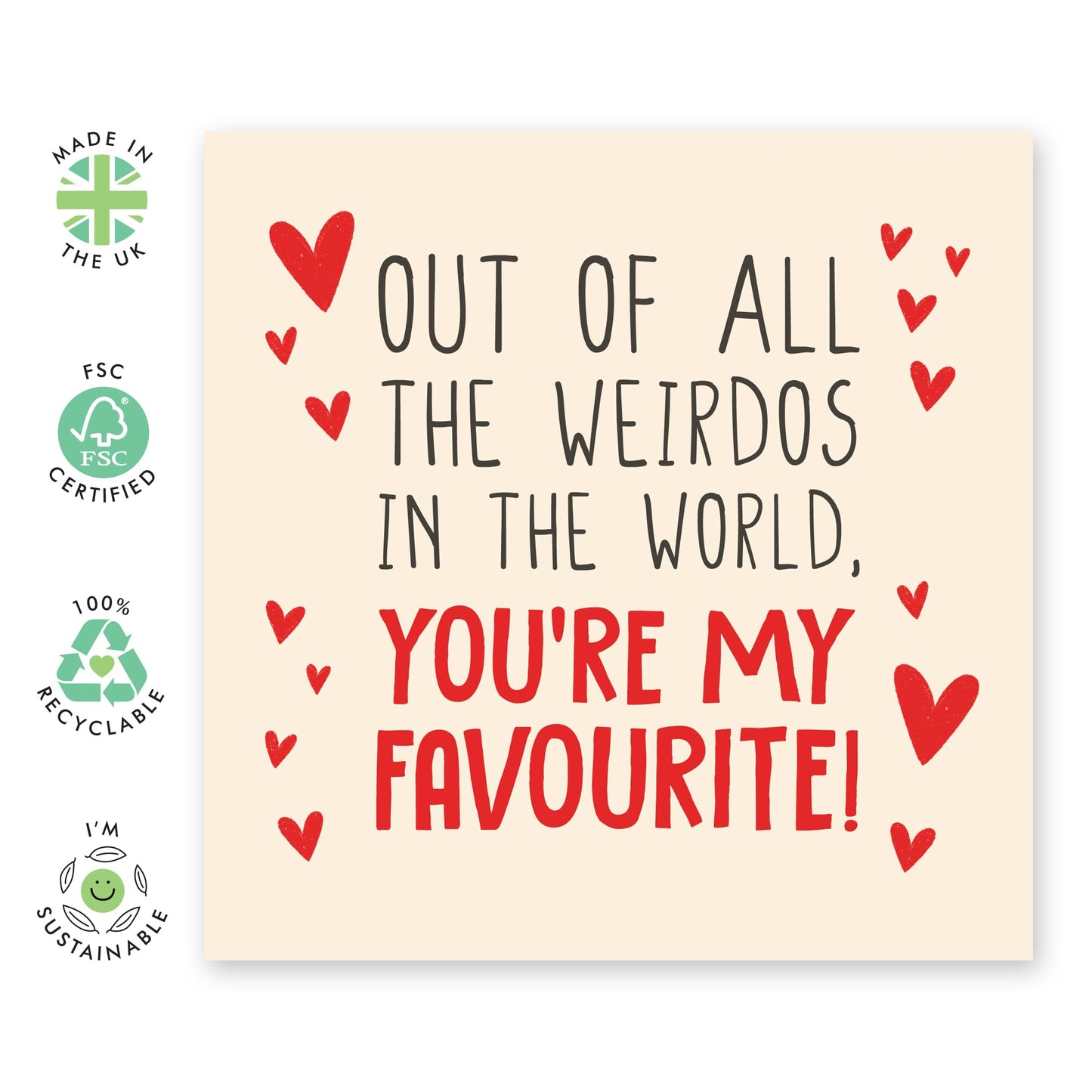 Mothers Day Card From Son Daughter - Favourite Weirdo In The World - Birthday Card Women - Wife Anniversary Card - Love Cards For Her - Greeting Card From Husband - Comes With Stickers By Central 23