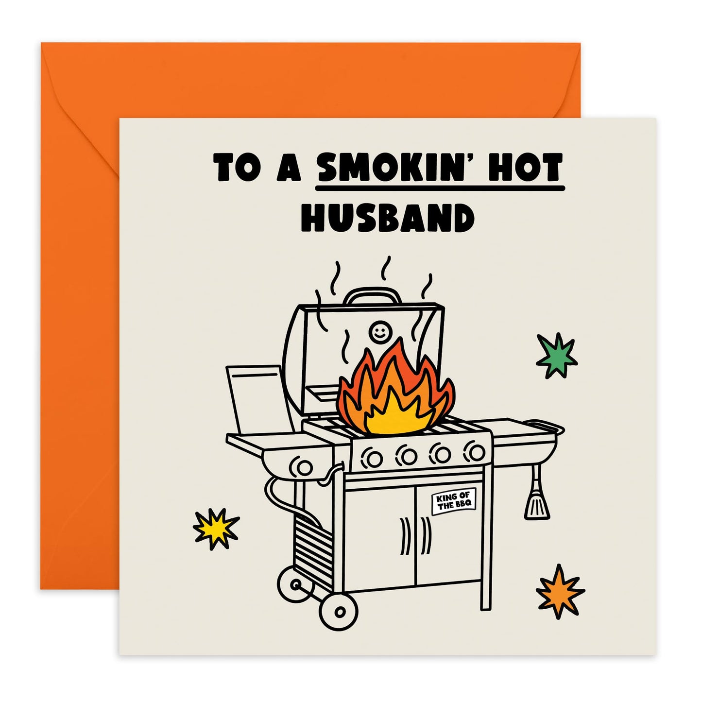 Husband Birthday Card From Wife - Smokin Hot Husband - Cheeky Anniversary Card For Him - Funny Greeting Cards For Men - Valentines Card - Comes With Stickers - By Central 23