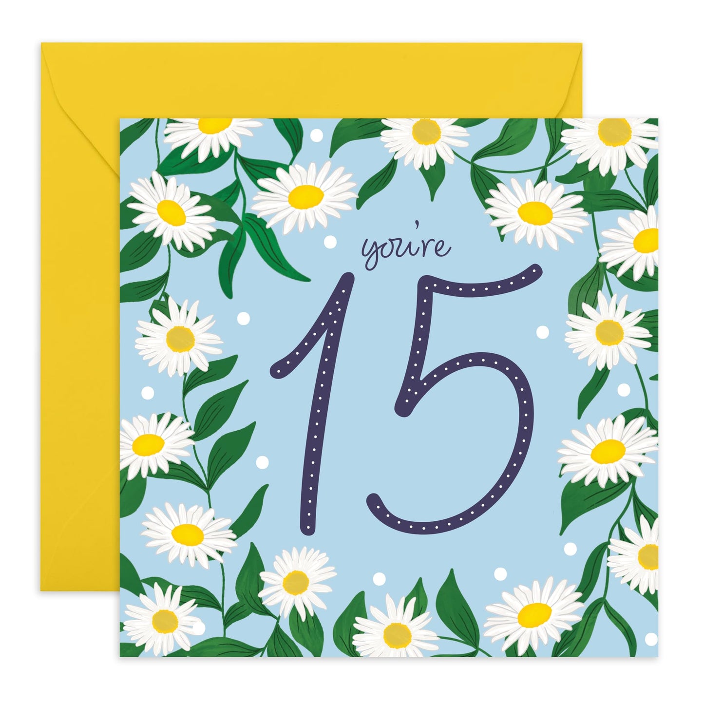 15th Birthday Card For Girls - Daisy Chain 15 - Happy Fifteenth Birthday Card For Teens - Floral - Gifts For Her Daughter Niece Granddaughter - Comes With Fun Stickers By Central 23