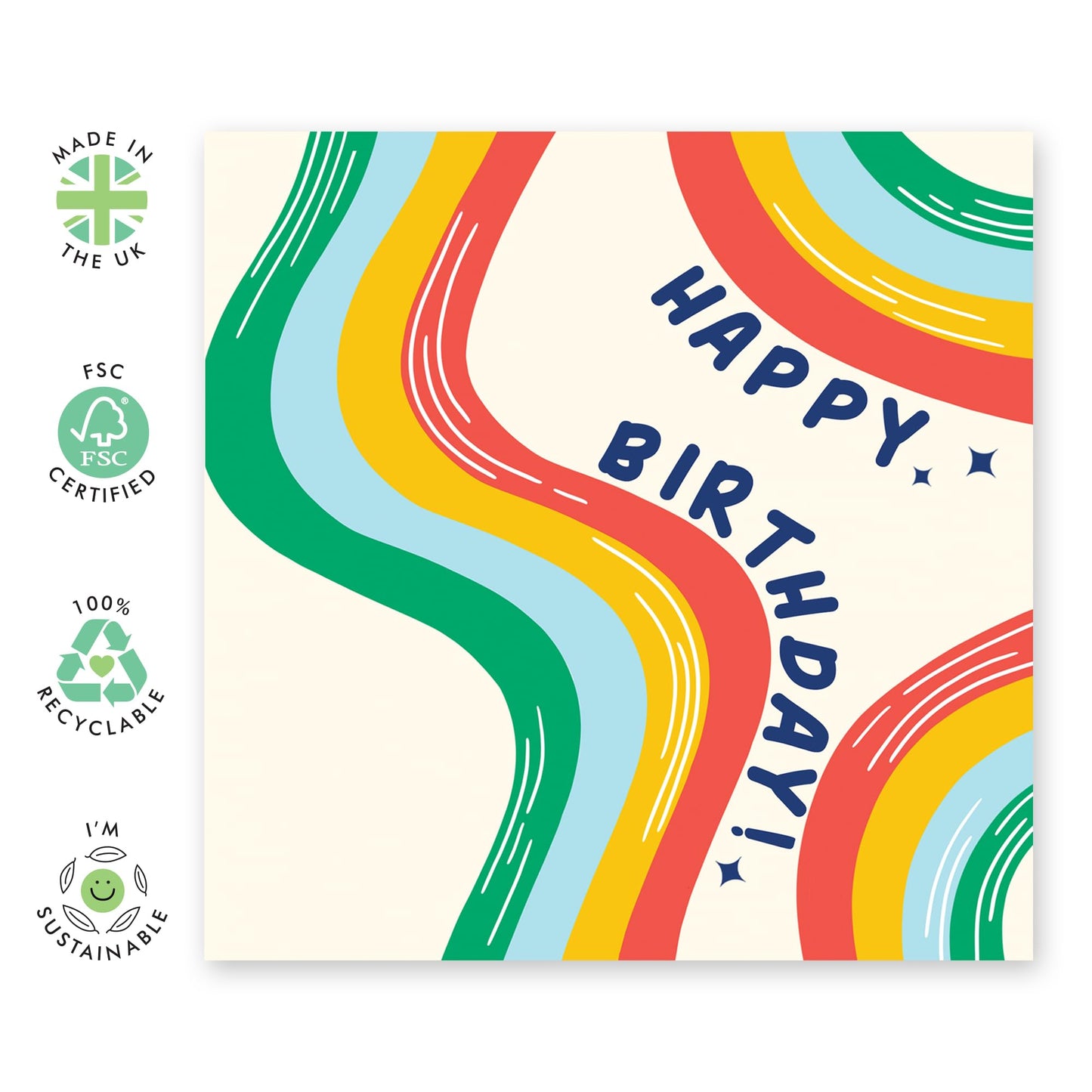Happy Birthday Card Girls And Boys - Happy Birthday Swirl - Swirl - Sweet Greeting Cards For Son Daughter - Birthday Card For Nephew Niece - Comes With Stickers By Central