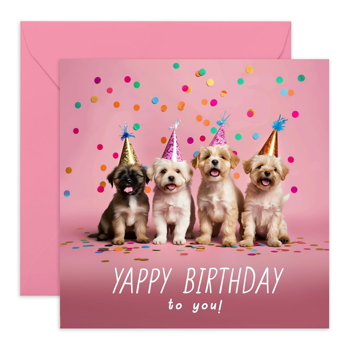 Birthday Greeting Card - 'YAPPY BIRTHDAY PUPPIES' - Perfect for Celebrating with a Fun and Furry Twist - Ideal for Adding a Playful Touch to Their Special Day - Comes With Stickers By Central 23