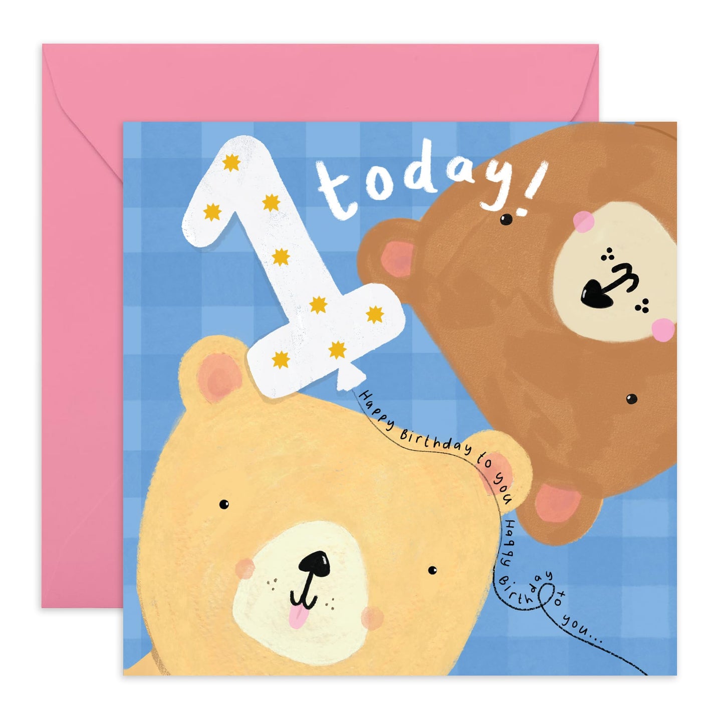 1st Birthday Card Girl Boy - 1 Today Teddy Bear - Age One - 1 Year Old - Kids Birthday Card - First Birthday Gifts For Daughter Son Children Toddler - Comes With Stickers - By Central 23