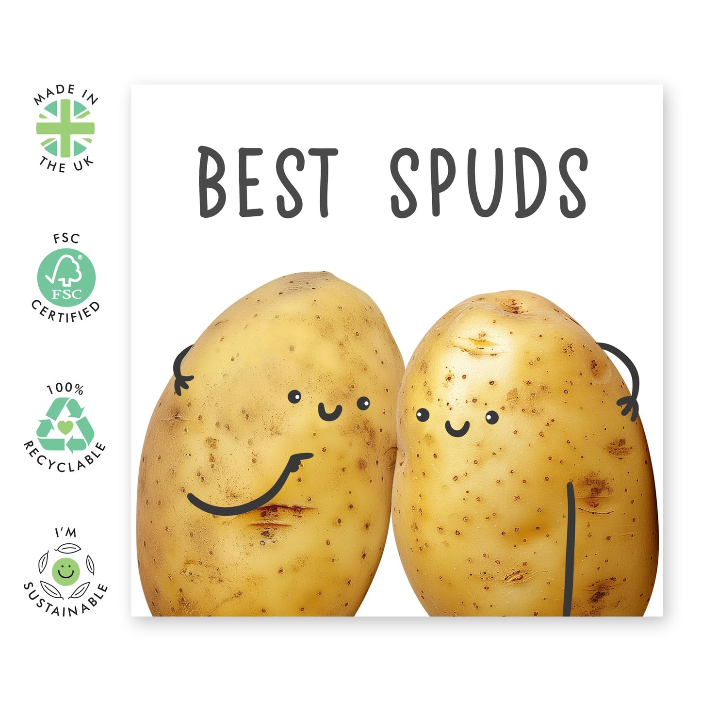 Best Friend Birthday Card - Best Spuds - Potato Pun - Humorous Birthday Cards For Men And Women - Friendship Gifts For Him Her - Friends Birthday Card - Comes With Stickers - By Central 23