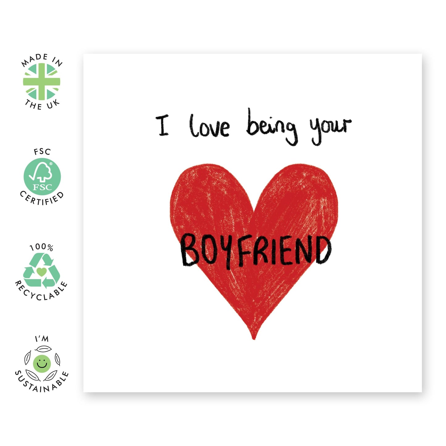 Greeting Card - 'LOVE BEING YOUR BOYFRIEND' - Perfect for Celebrating Your Special Someone - Ideal for Showing Affection to Your Partner - For Her on Any Occasion - Comes With Stickers By Central 23