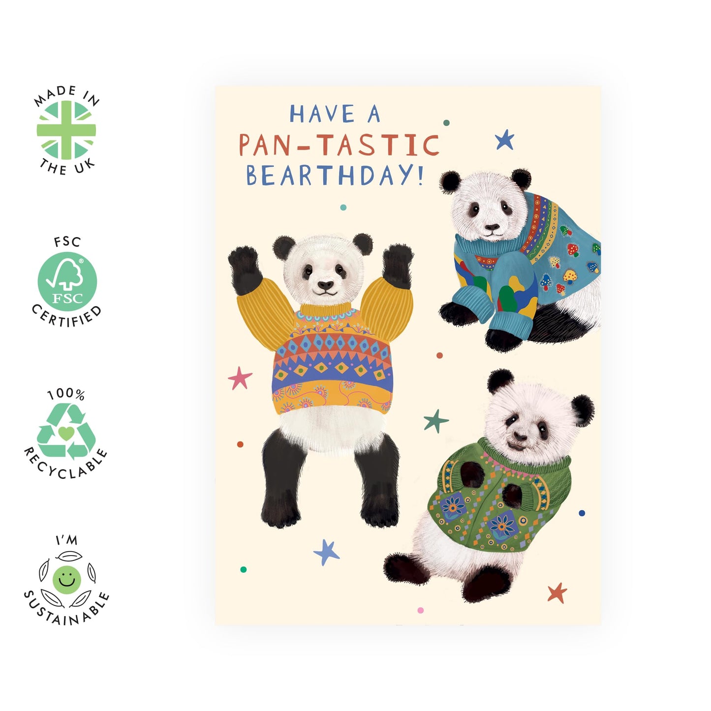 Birthday Greeting Card - 'PANTASTIC BIRTHDAY' - Perfect for Celebrating with Fun and Humor - Ideal for Friends Family BFFs Sisters Who Love Puns and a Good Laugh - Comes With Stickers By Central 23