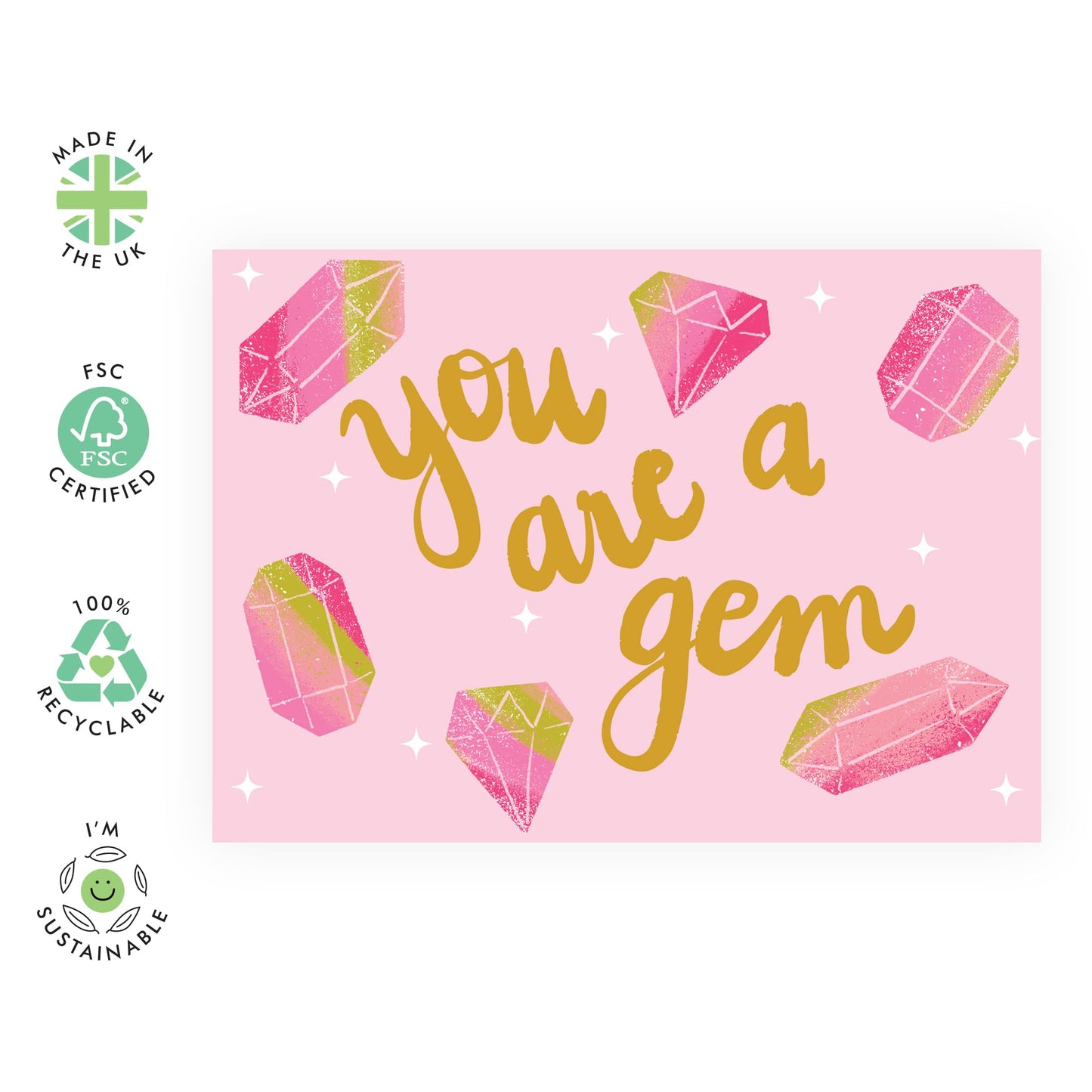 Friend Birthday Card Female - You Are A Gem - Thank You Cards For Women - Appreciation Gifts For Mum Sister Wife Girlfriend - Comes With Stickers And Envelope - By Central 23