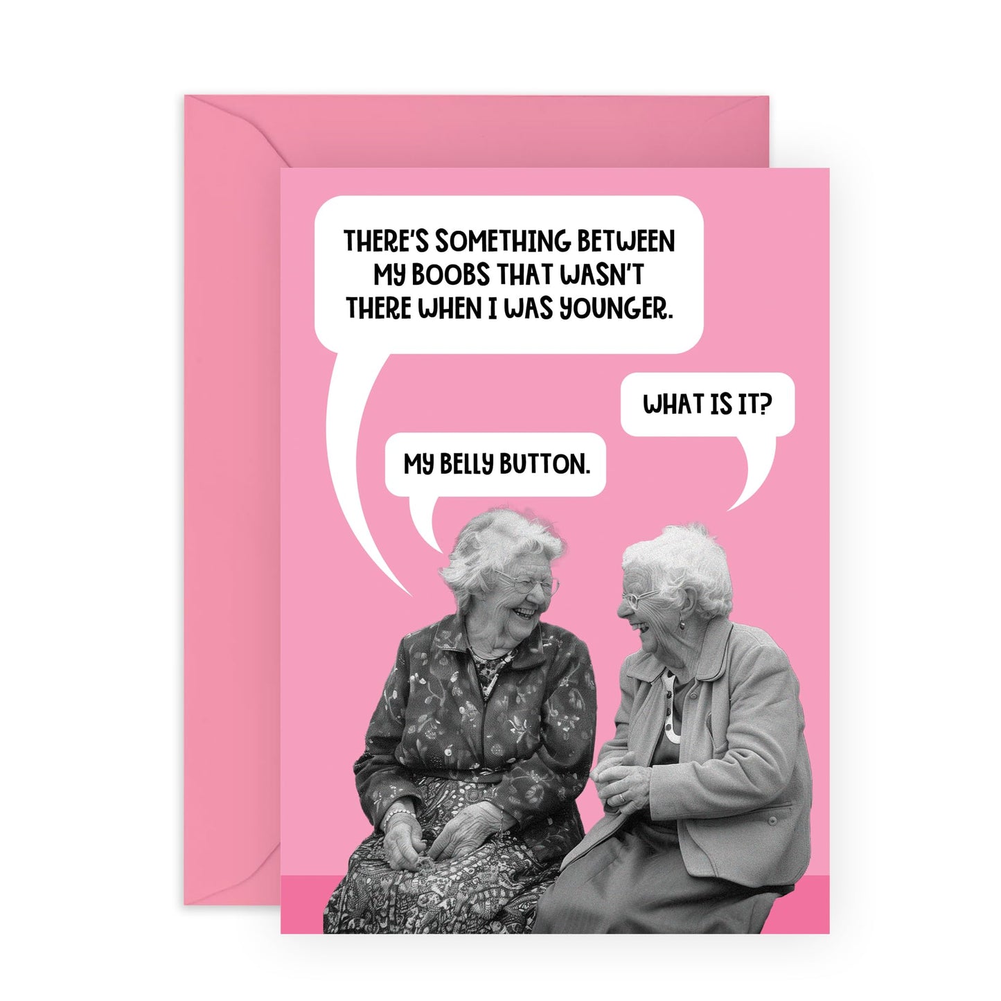 Hilarious Greeting Card for Mum or Grandma - 'OLD LADIES BELLY BUTTON' - Gift for Mummy, Mama, Ma, Granny, Nan, Nana, Wife, Sister, Bestie, BFF, Auntie - Mothers Day Card Ideas - Comes With Stickers