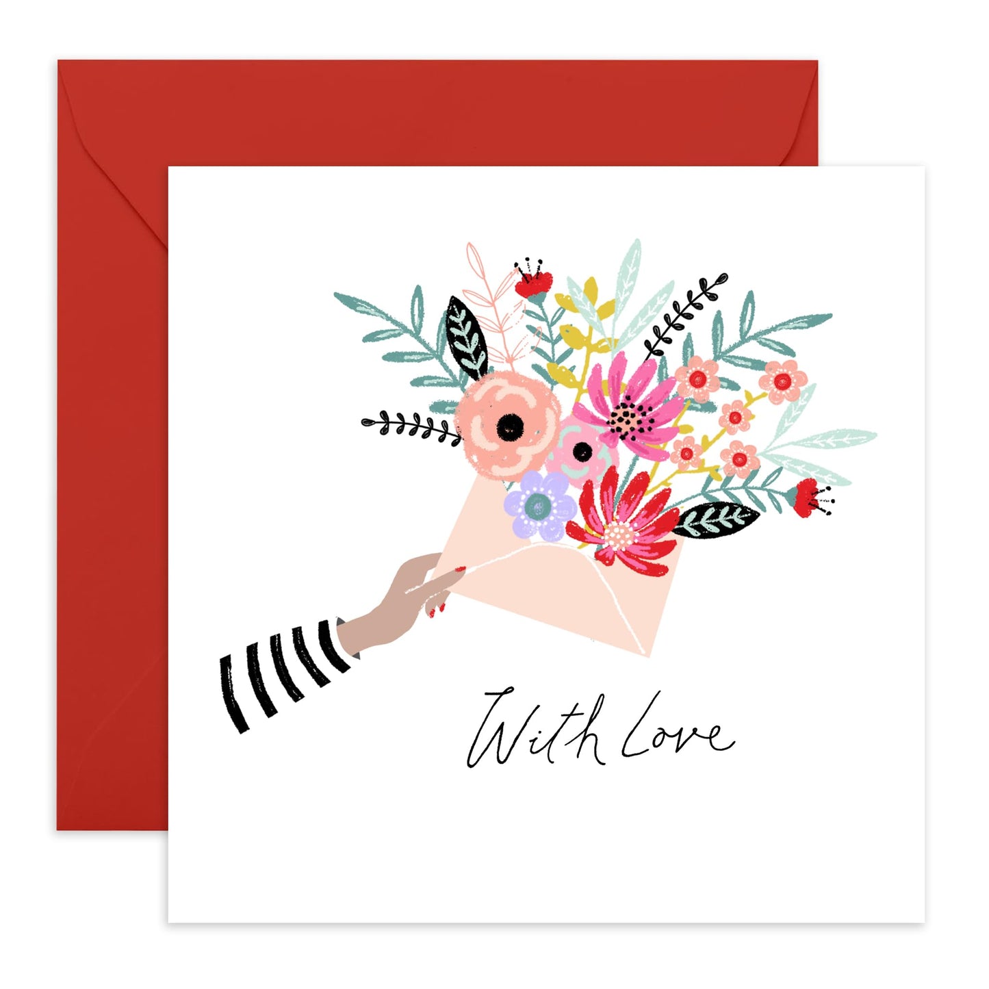 Birthday Card For Women - With Love Floral Envelope - Mothers Day Card From Son Daughter - Wife Anniversary Card - Valentines Card Girlfriend - Love Cards For Her - Comes With Stickers By Central 23