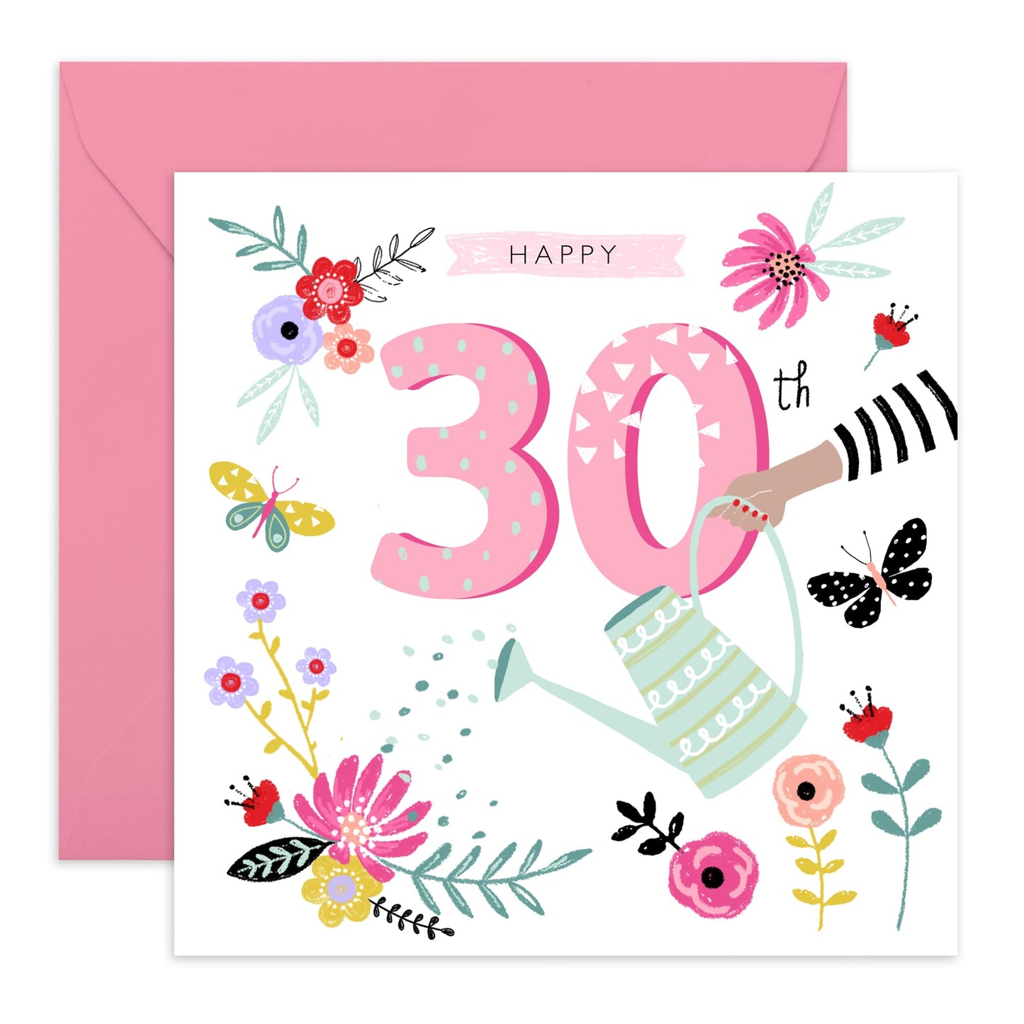 30th Birthday Card For Her - 30th Birthday Watering Can - Wife Mum Mummy - Sister - Birthday Card - Bday Card - Happy Thirtieth Birthday Greeting Card For Friends - Comes With Stickers By Central 23