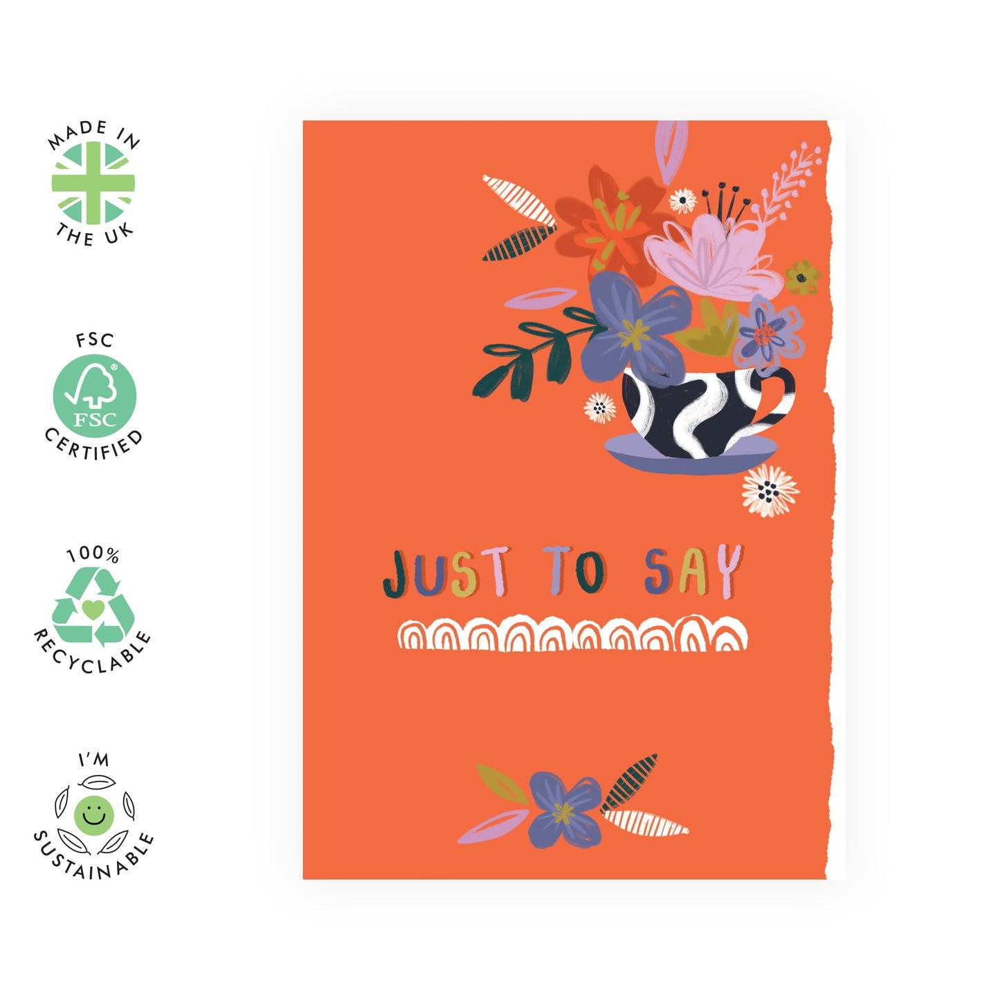 Thank You Card For Her - Just To Say Orange Bouquet - Sympathy Cards - Sorry For Your Loss - Get Well Soon Gifts For Men And Women - Floral - Comes With Fun Stickers - By Central 23
