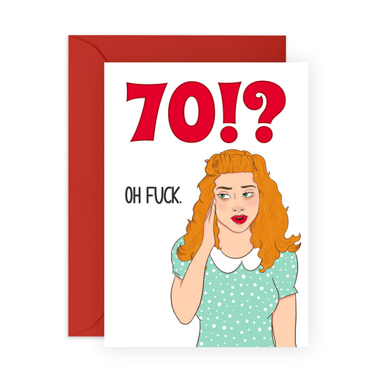 70th Birthday Cards For Women - Seventy Oh F*ck Lady - Funny Retro Greeting Cards For Her Seventieth - Milestone Age Cards Gifts For Mum Aunt Nan Wife Friends - Comes With Stickers By Central 23