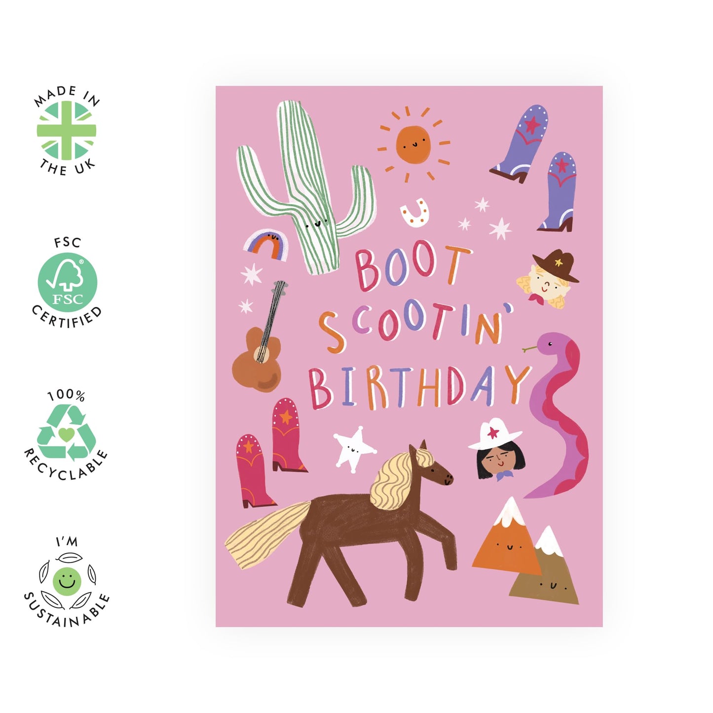 Birthday Card for Country Girls - 'Bootscootin Cowgirl' - Gifts for Her, Women, Wife, Sister, Coleagues, Mum, Grandma - Southern Thing - Comes with Fun Stickers