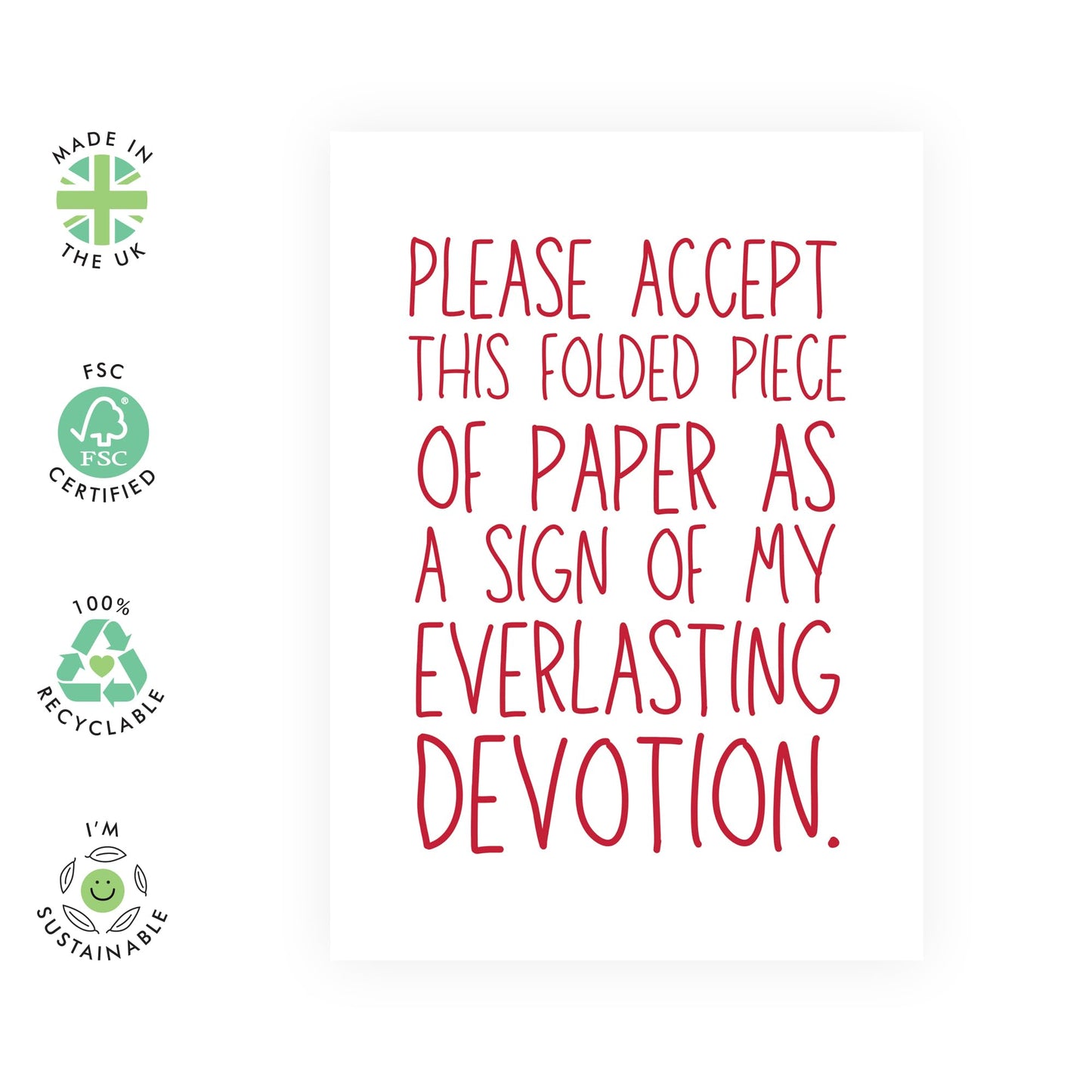 Romantic Love Card - 'Everlasting Devotion' - Romantic Valentines Day Gifts for Boyfriend, Husband, Wife, Girlfriend, Partner, Other Half - Chinese Food - Comes with Fun Stickers
