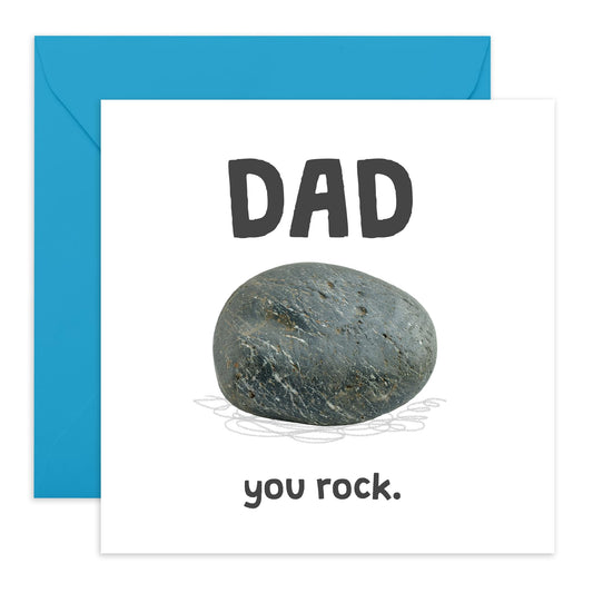 Happy Birthday Dad Card - You Rock! - Dad Jokes Humour Puns - Funny Dad Card - Father's Day Cards From Daughter Son - Gifts For Men Papa Pop Daddy Comes With Stickers By Central 23