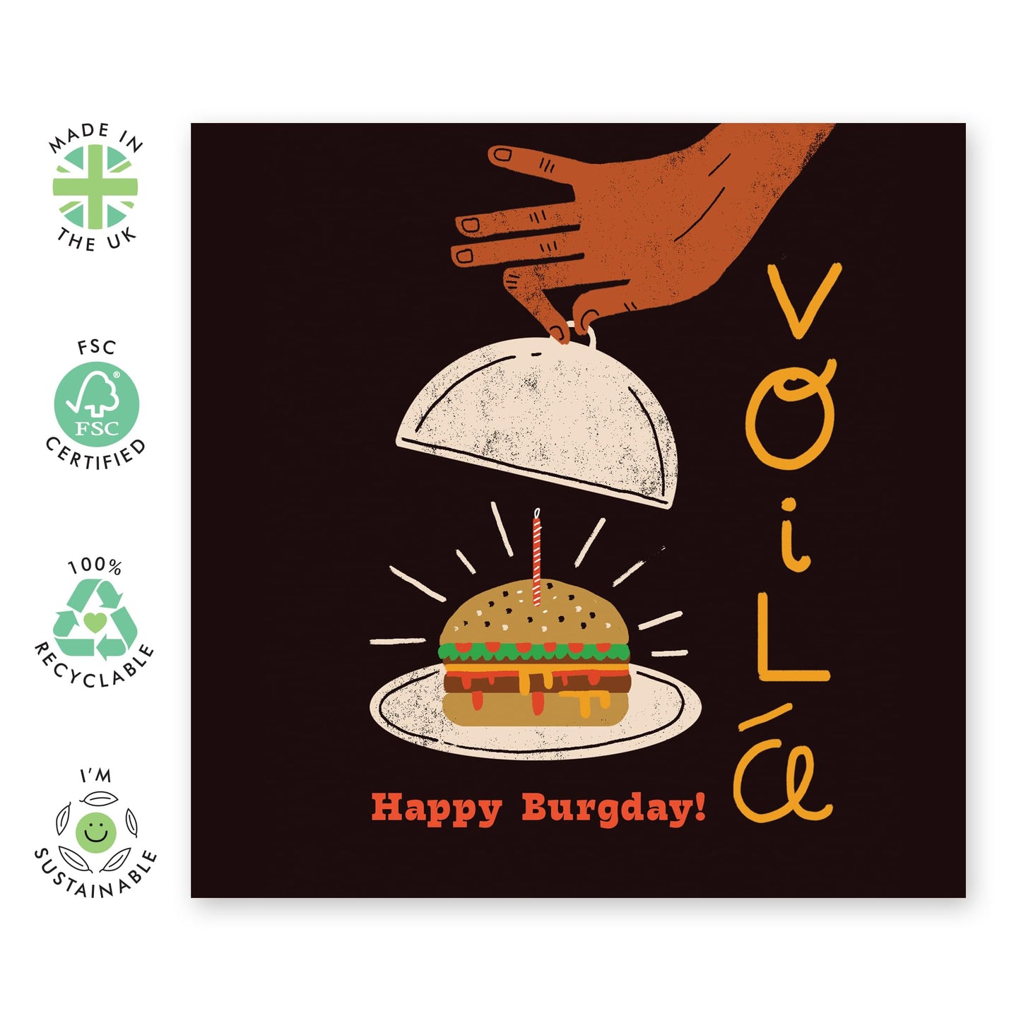 Birthday Card Burger - 'Burgday Birthday' - Gifts for Him, Her, Friends, Brother, Sister, Colleagues - Voila Fine Dining - Comes with Fun Stickers