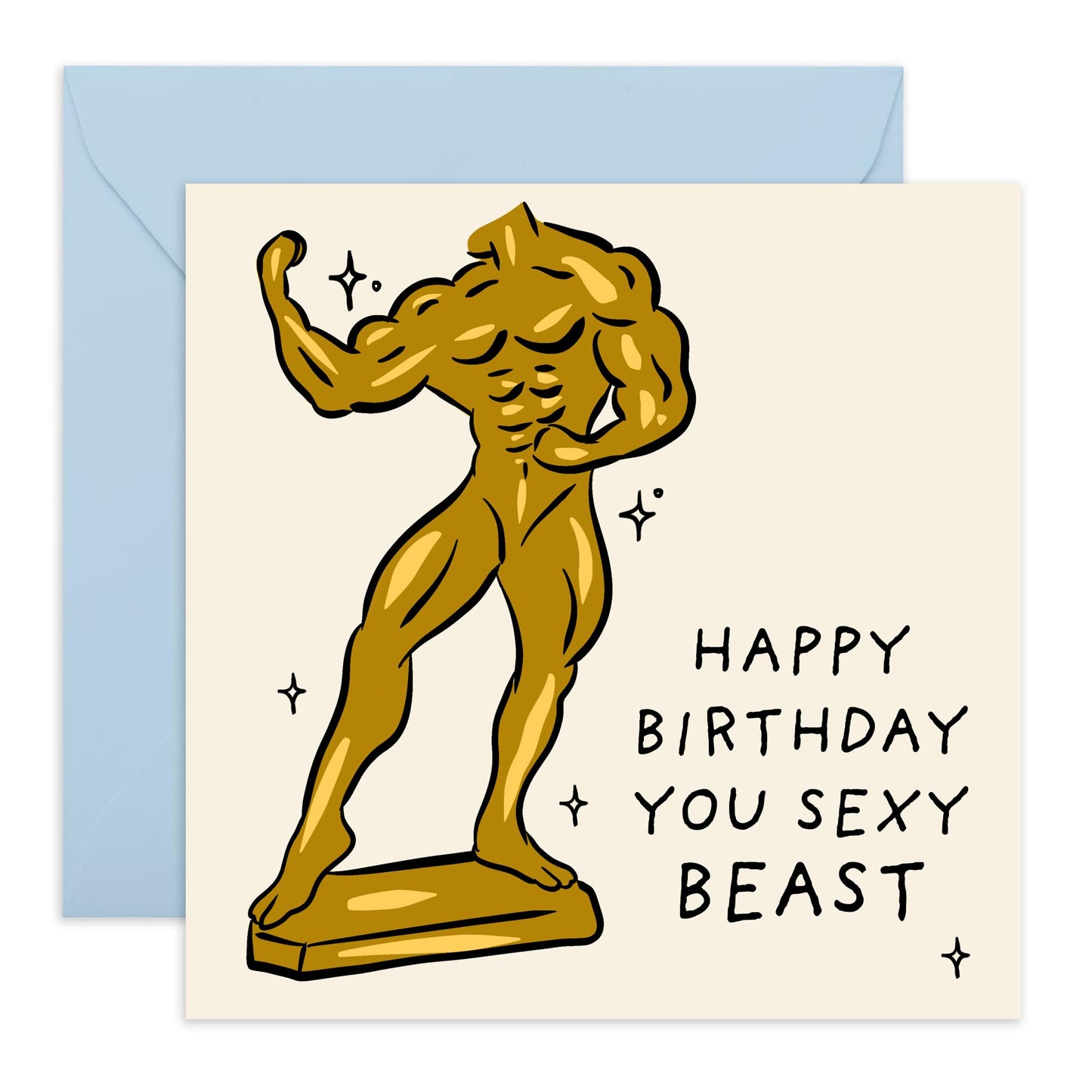 Funny Birthday Card – 'Happy Birthday You Sexy Beast' – Humorous Greeting Card for Him, Partner, Husband, Brother or Friend – For Birthdays with a Cheeky Twist - Comes with Fun Stickers