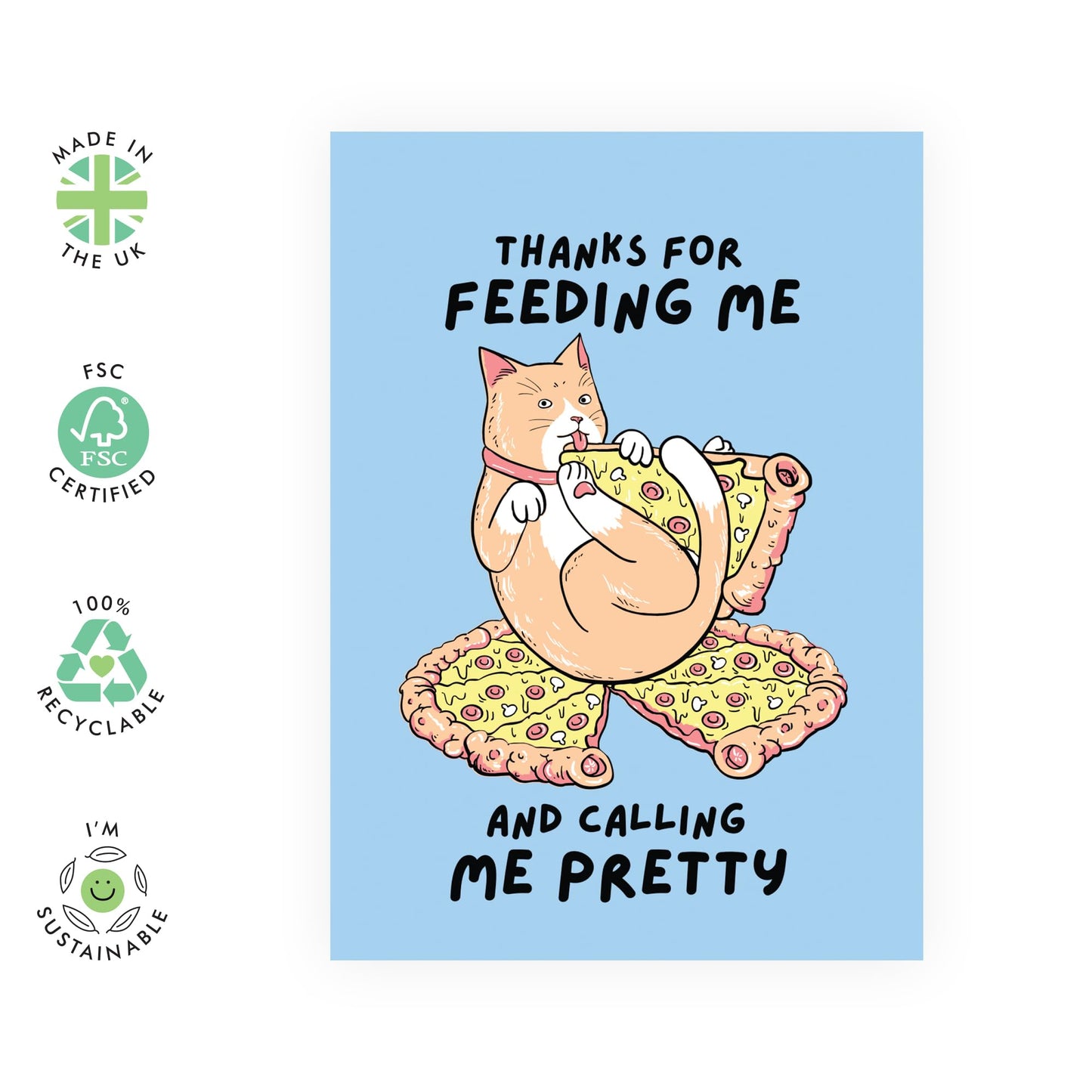 Cat Birthday Card - Thanks For Feeding Me - Funny Birthday Cards For Men Women - Gifts For Cat Lady Fur Dad Cat Mum Fur Parents Pet Owners - Comes With Fun Stickers By Central 23