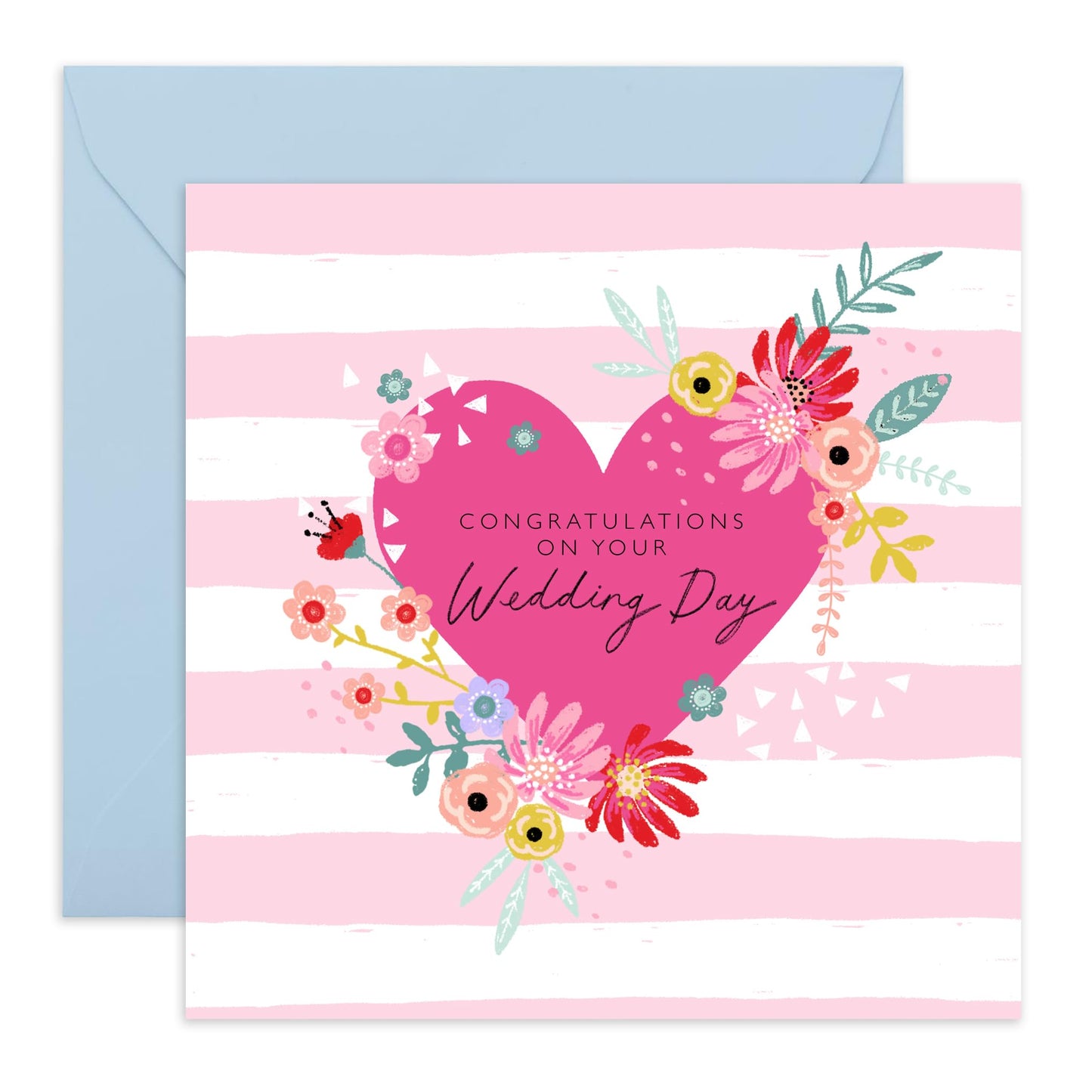 Wedding Cards For Bride And Groom - Congratulations Wedding Day Floral Heart - Congratulations Card Men Women Son Daughter - Best Wishes Gift For Him Her - Comes With Stickers By Central 23