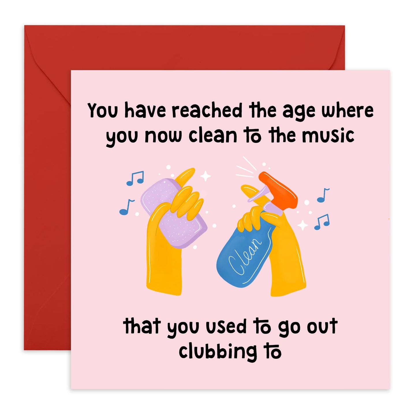 Hilarious Birthday Card for Growing Old - Cleaning to Clubbing Music - Humorous Greeting for Friend, Colleagues, Coworkers, Him, Her, Buddies, BFF, Besties, Sister, Brother - Comes with Stickers