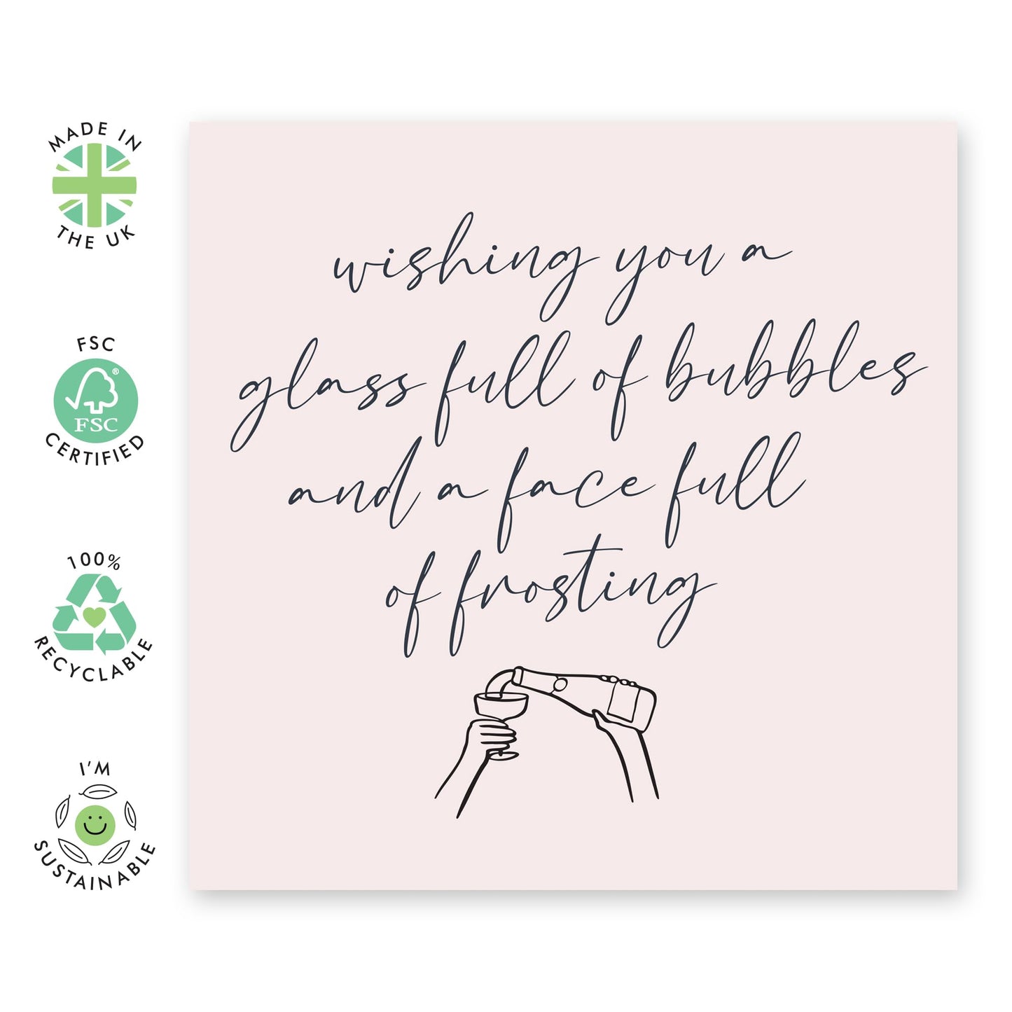 Birthday Cards For Friends Women - A Glass Of Bubbles And A Face Full Of Frosting - Congratulations Celebration Greeting Cards For Sister Mom Daughter Her - Comes With Cute Stickers By Central 23