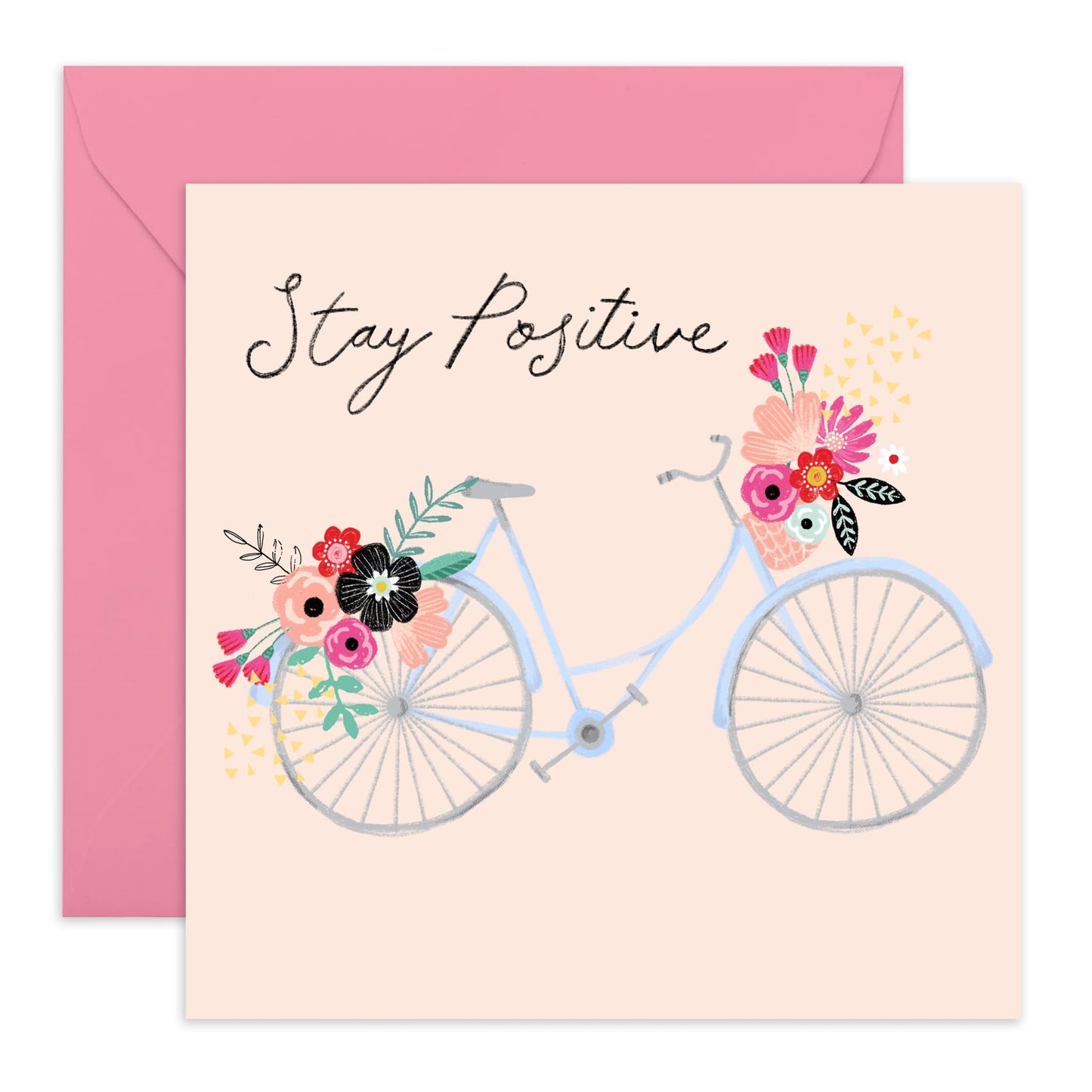 Stay Positive Cards And Envelope - Get Well 20 - Speedy Recovery Him Her - Encouragement Cards For Men Women - Floral Greeting Card - For Girl Friends - Comes With Stickers - By Central 23