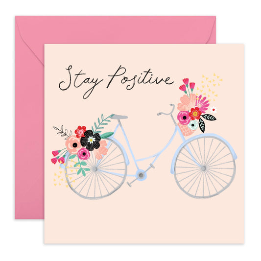 Stay Positive Cards And Envelope - Get Well 20 - Speedy Recovery Him Her - Encouragement Cards For Men Women - Floral Greeting Card - For Girl Friends - Comes With Stickers - By Central 23