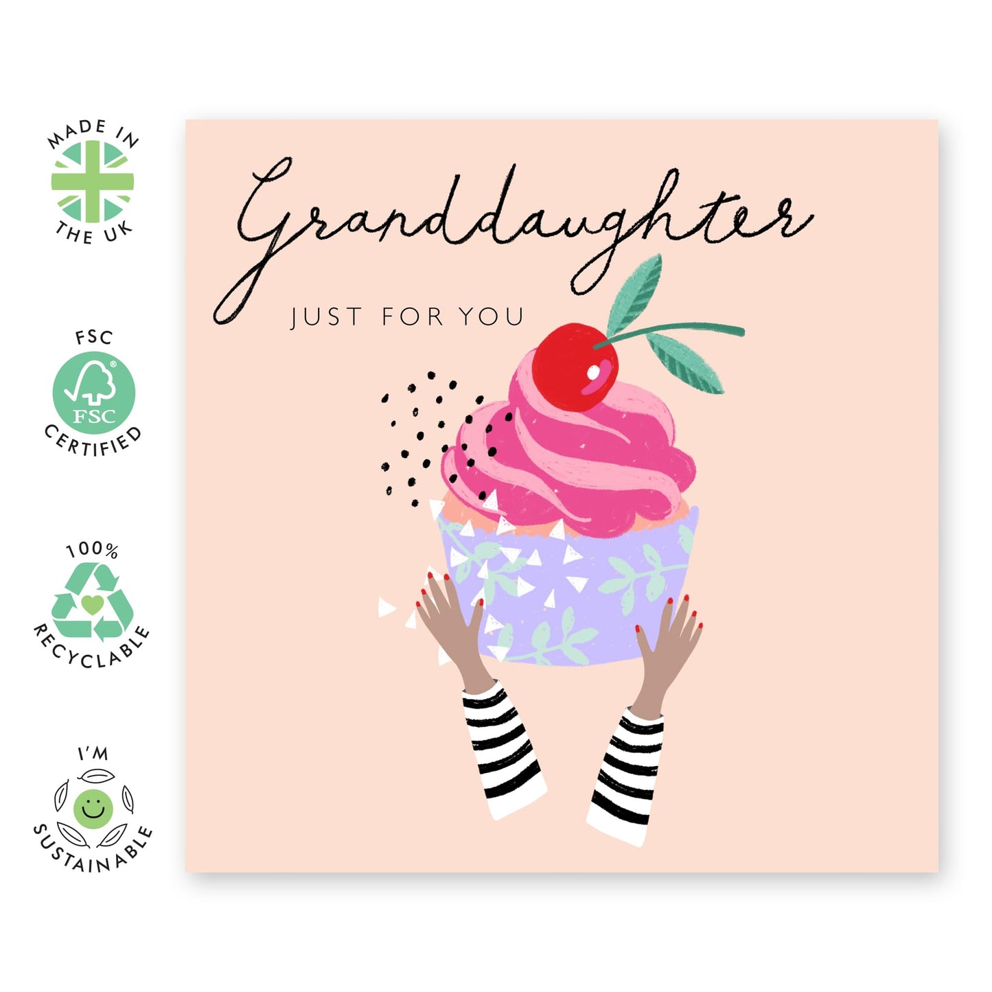 Granddaughter Greeting Cards For Her - Granddaughter Birthday Cards For Girls Teens - Bday Cupcake Flowers - Granddaughter Gifts For Women - Comes With Fun Stickers By Central 23