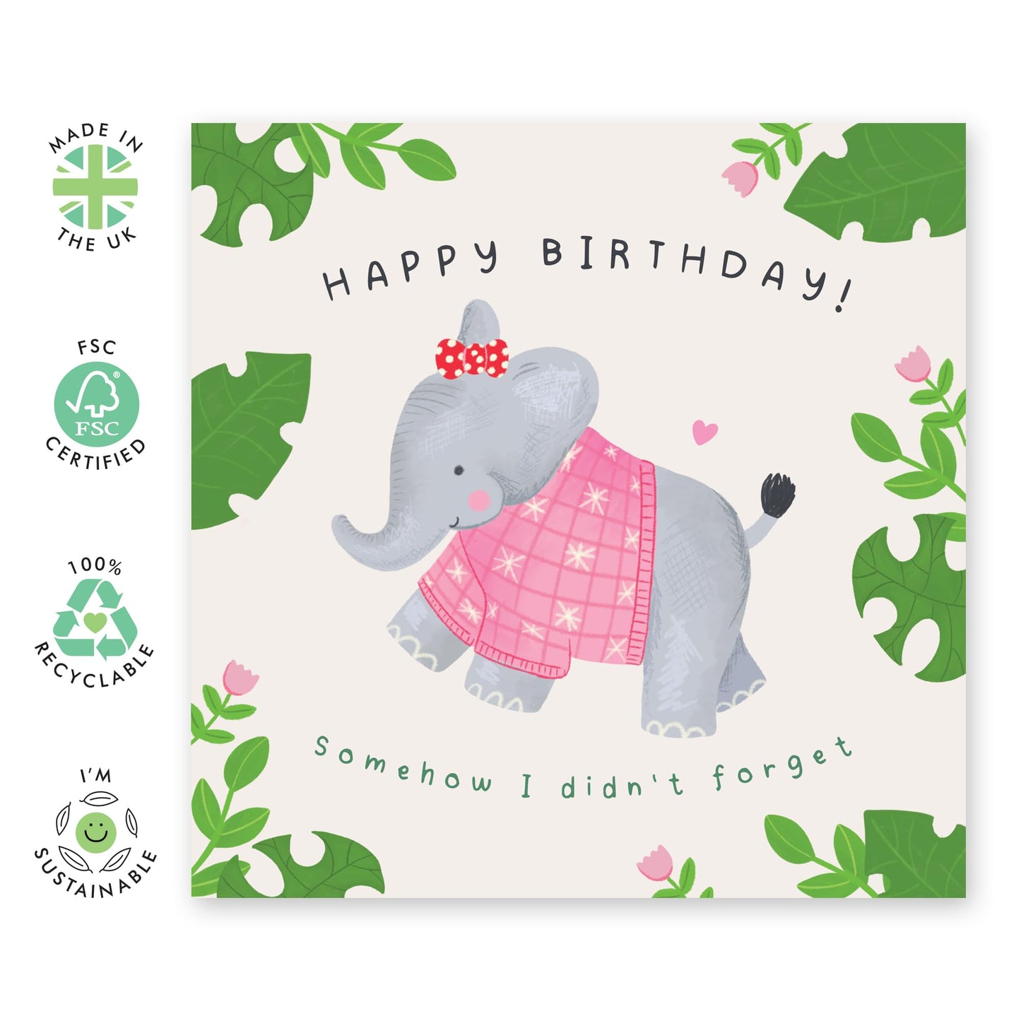 Cute Birthday Card For Women - 'Elephant Never Forgets' - Presents for Sister, Besties, BFF, Friend, Colleague, Coworkers - I Remebered - Comes with Fun Stickers