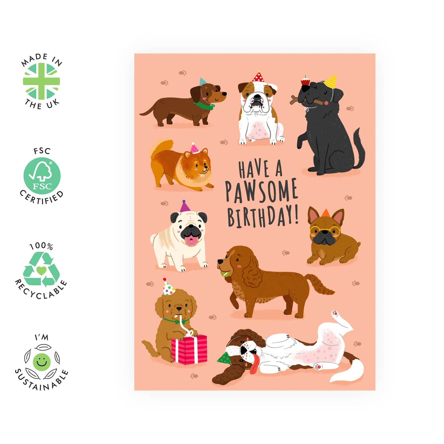 Dog Birthday Cards For Women Men - Have A Pawsome Birthday - Birthday Card Mum Dad - Birthday Gift Girlfriend Boyfriend - Wife Husband Birthday Card - Son Daughter- Comes With Stickers - By Central 23