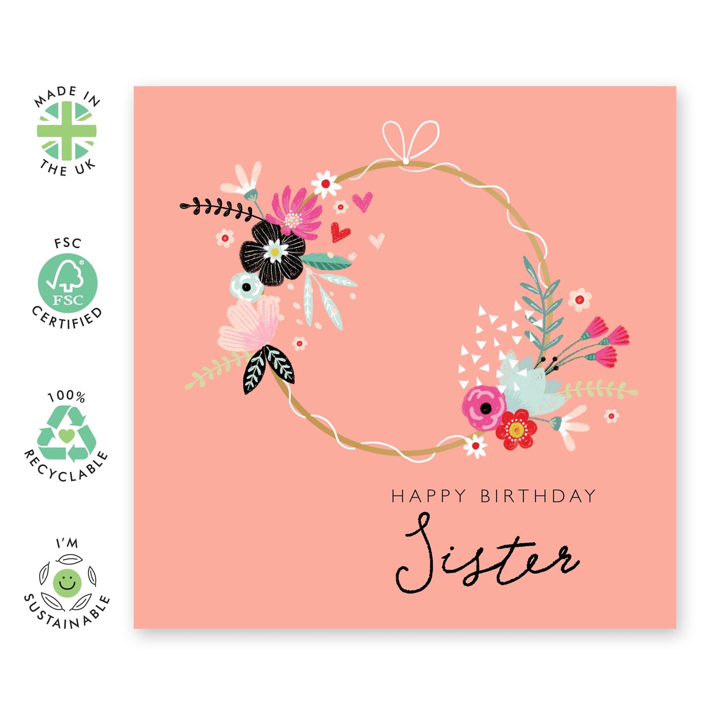Sister Birthday Cards For Her - Bday Cake Love Cards For Women - Sweet Gifts Presents For Sister - Happy Birthday Greeting Cards And Envelopes - Comes With Stickers By Central 23