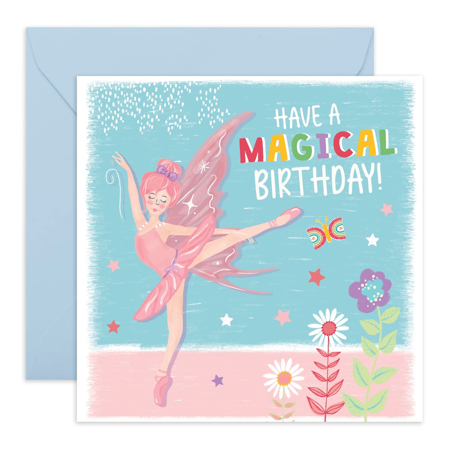 Sweet Birthday Cards For Girl - 'Magical Fairy Card' - Happy Birthday Cards For Sister - Daughter - Kids - Birthdate Greeting Cards Niece Granddaughter - Comes With Stickers - By Central 23