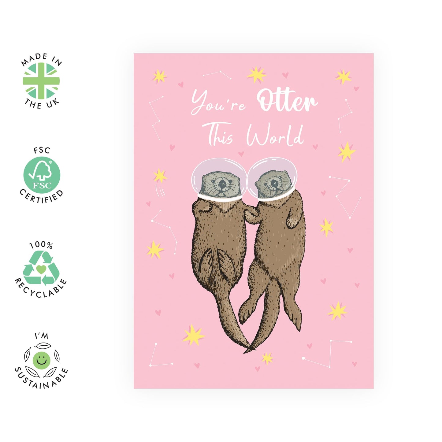 Anniversary Cards For Her - Otter This World Pink - Valentines Card For Girlfriend - Wife - Sweet Greeting Cards For Mum Mummy - Girlfriend - Comes With Stickers - By Central 2