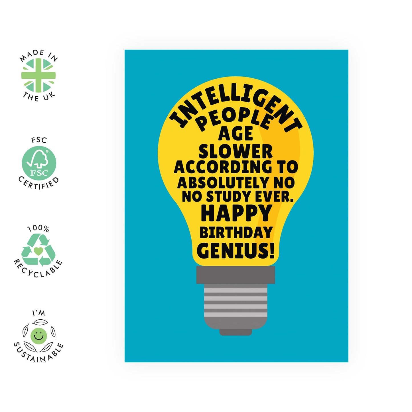 Humour Birthday Cards For Men Women - Intelligent People Age Slower - Dad Mum Birthday Card - Sarcasm Funny Greeting Card - Funny Cards For Friends - Comes With Stickers By Central 23
