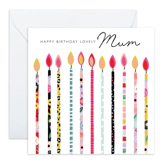 Birthday Card For Mum - Happy Birthday Candle Mum - Pretty Greeting Cards For Mum - Greeting Cards For Mummy - Birthday Card For Mother From Son Daughter - Comes With Fun Stickers - By Central 23