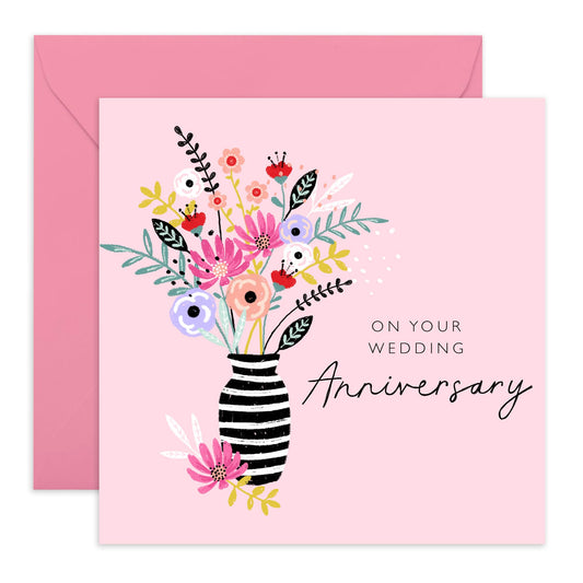 Wedding Anniversary Card Husband Wife - Aniversary Floral - Anniversary Card For Couple Girlfriend Boyfriend - Greeting Cards For Fiance - Comes With Fun Stickers By Central 23