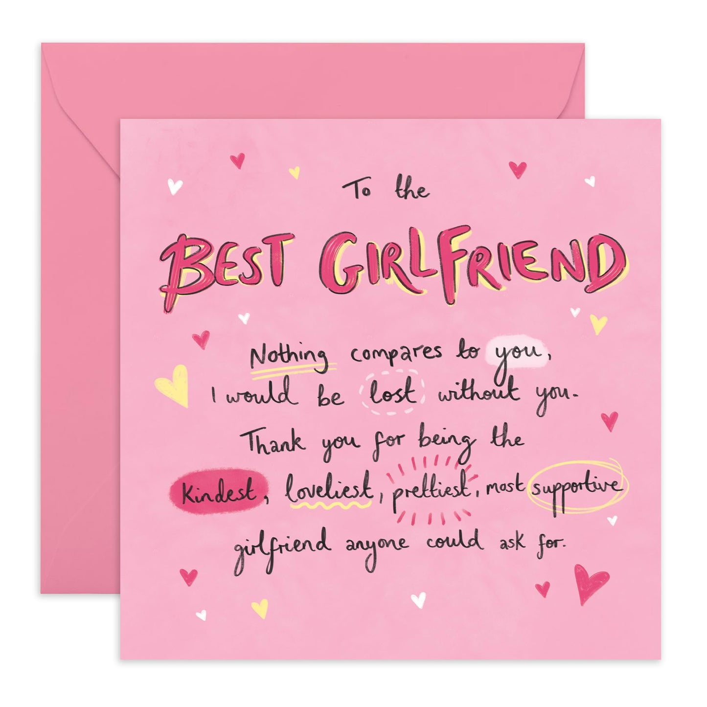 Girlfriend Birthday Cards For Women - To The Best Girlfriend Sweet Words - Wedding Anniversary Card For Couple Partner - Thank You, I Love You Gifts For Her - Comes With Cute Stickers By Central 23