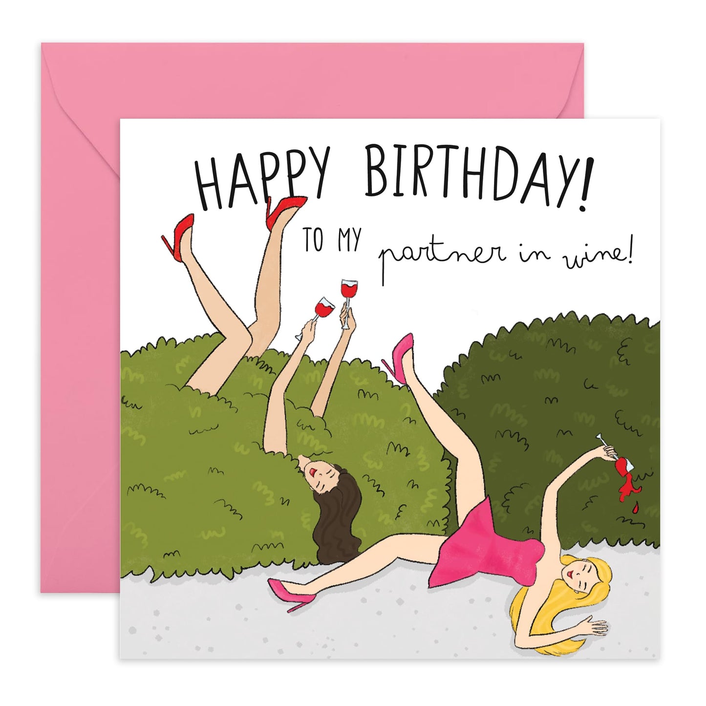 Funny Birthday Card - 'Partner In Wine Birthday' - Gifts for Best Friends, Besties, BFF,Girlfriends, Sister, Sis, Gals, Girls, Ladies - Drunk and Wild- Comes with Fun Stickers
