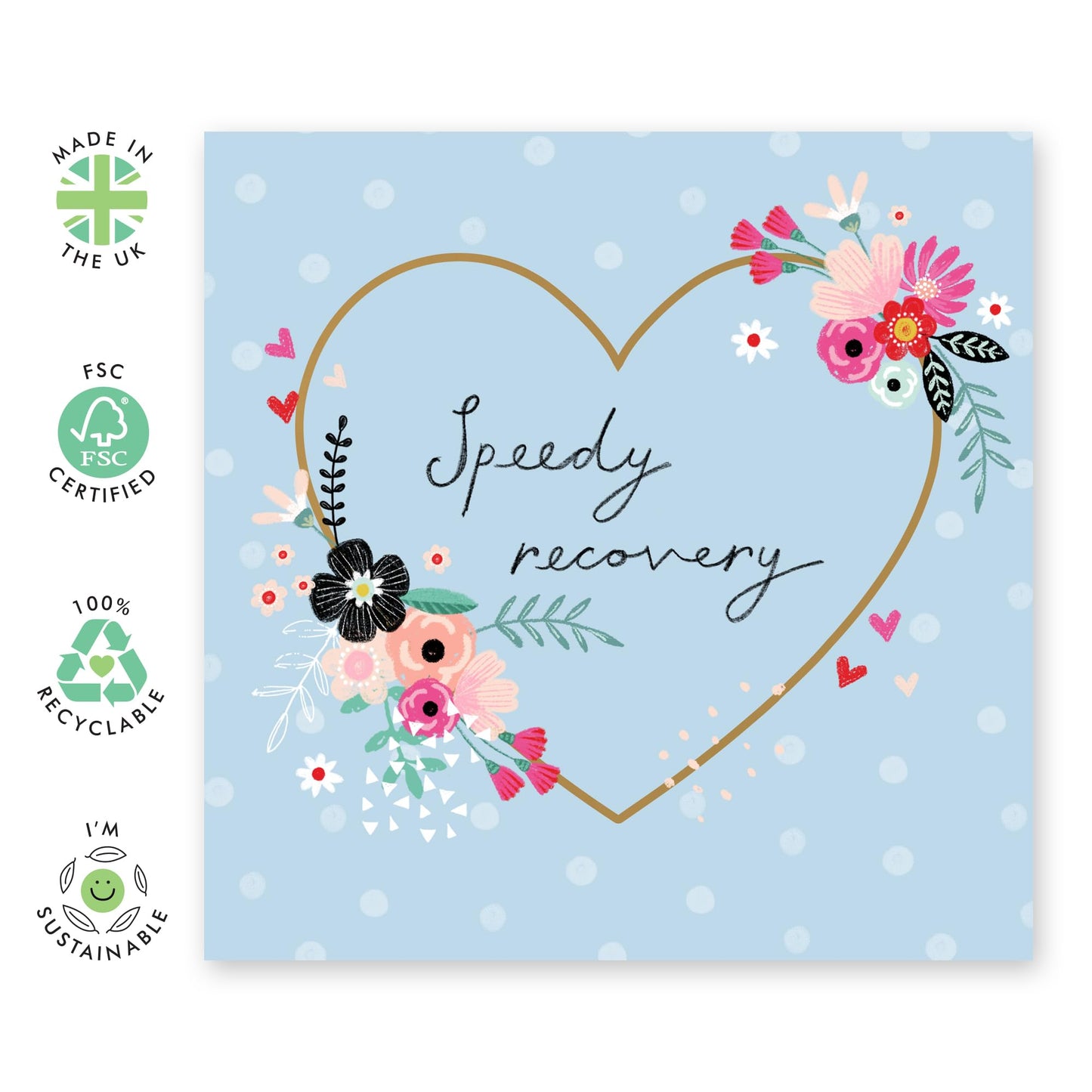 Speedy Recovery Card And Envelope - Get Well 19 - Get Well Soon Him Her - Floral Greeting Card - For Girl Friend - Encouragement Cards For Men Women - Feel Better - Comes With Stickers - By Central 23