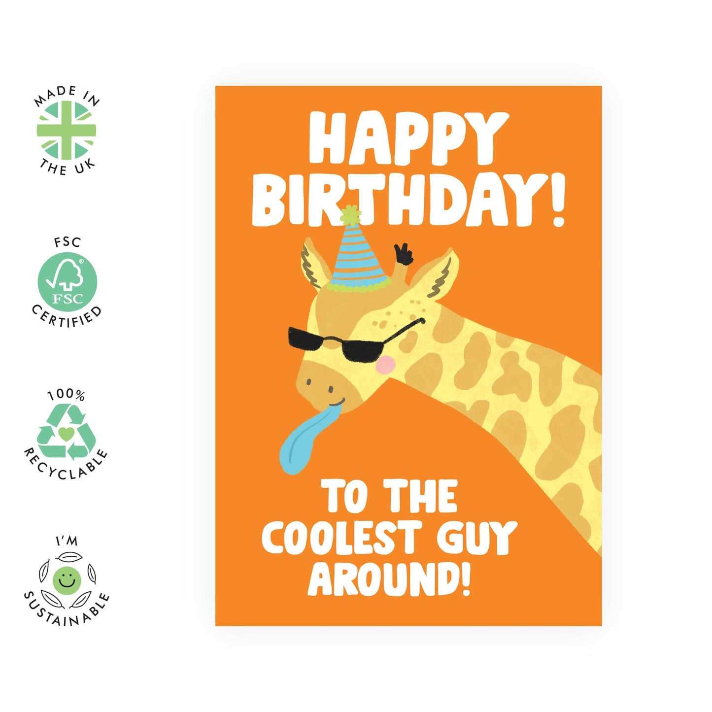 Dad Birthday Cards From Son Daughter - To The Coolest Guy - Cute Giraffe Birthday Cards For Him - Cheeky Gifts for Men - Comes With Stickers By Central 23