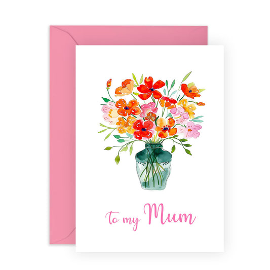 I Love You Mum Card - To My Mum - Mother's Day Card For Her Floral Flowers - Sweet Mum Birthday Card For Women - I Love You Gifts For Mama Mummy - Comes With Stickers By Central 23