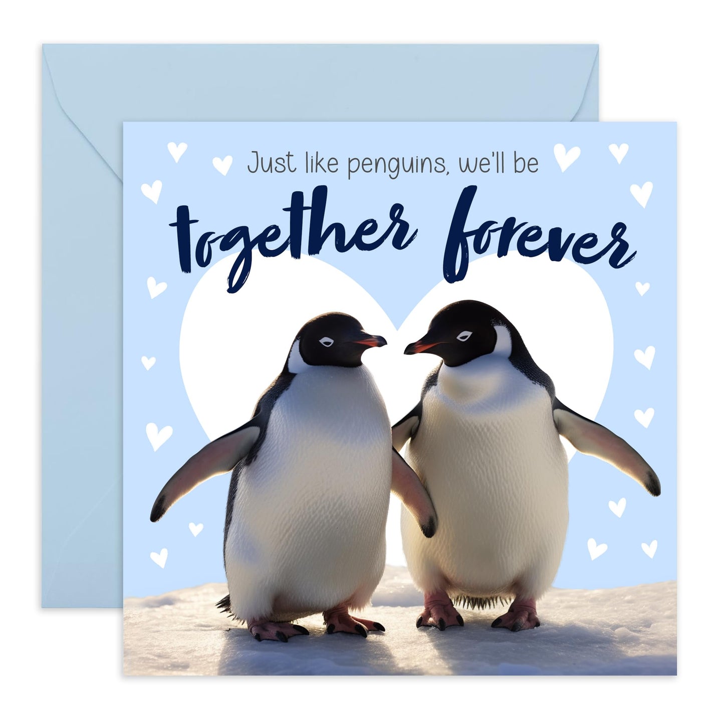 Valentines Day Card Girlfriend Boyfriend - We'll Be Together Forever Penguins - Anniversary Card Couple - Greeting Cards Fiance - Husband Wife - Greeting Cards - Comes With Fun Stickers By Central 23