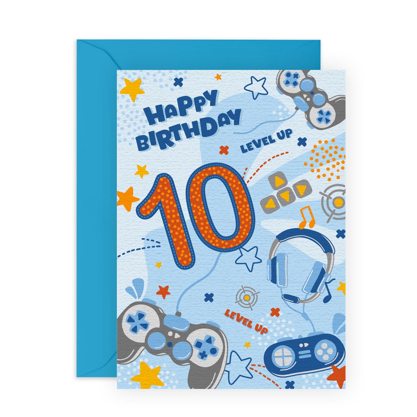 10th Birthday Card For Gamer - Gaming Birthday Cards For Boys - Happy Tenth Birthday - 10 Year Old - Video Game - Age Ten - Gifts For Him Son Grandson Brother - Comes With Stickers - By Central 23