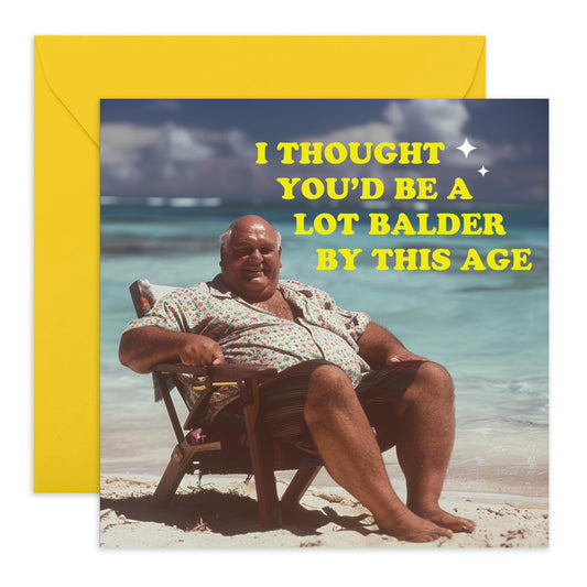 Greeting Card - 'LOT BALDER' - Perfect for Any Occasion with a Humorous Twist and Fun Design - Ideal for Celebrating a Light-Hearted Touch to Everyday Moments - Comes With Stickers By Central 23
