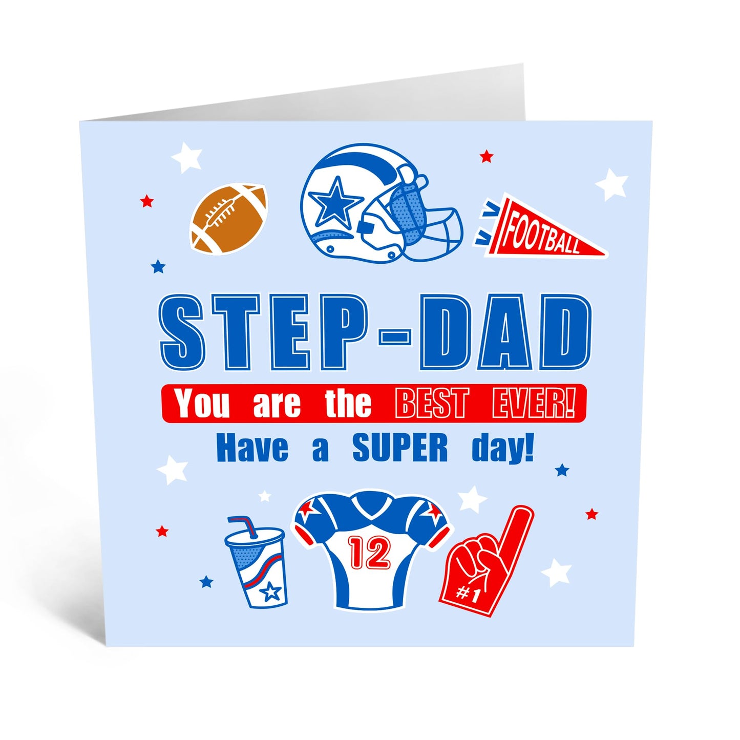 Cheerful Greeting Card - 'HAVE A SUPER DAY, STEP DAD!' - Perfect for Celebrating Special MUMents with Love and Appreciation - Ideal for Stepdads Family Members - Comes With Stickers By Central 23