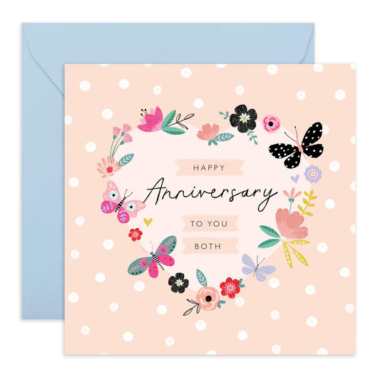 Anniversary Card For Couple Girlfriend Boyfriend - Anniversary To You Both Butterflies - Wedding Anniversary Card Husband Wife - Greeting Cards For Fiance- Comes With Fun Stickers By Central 23