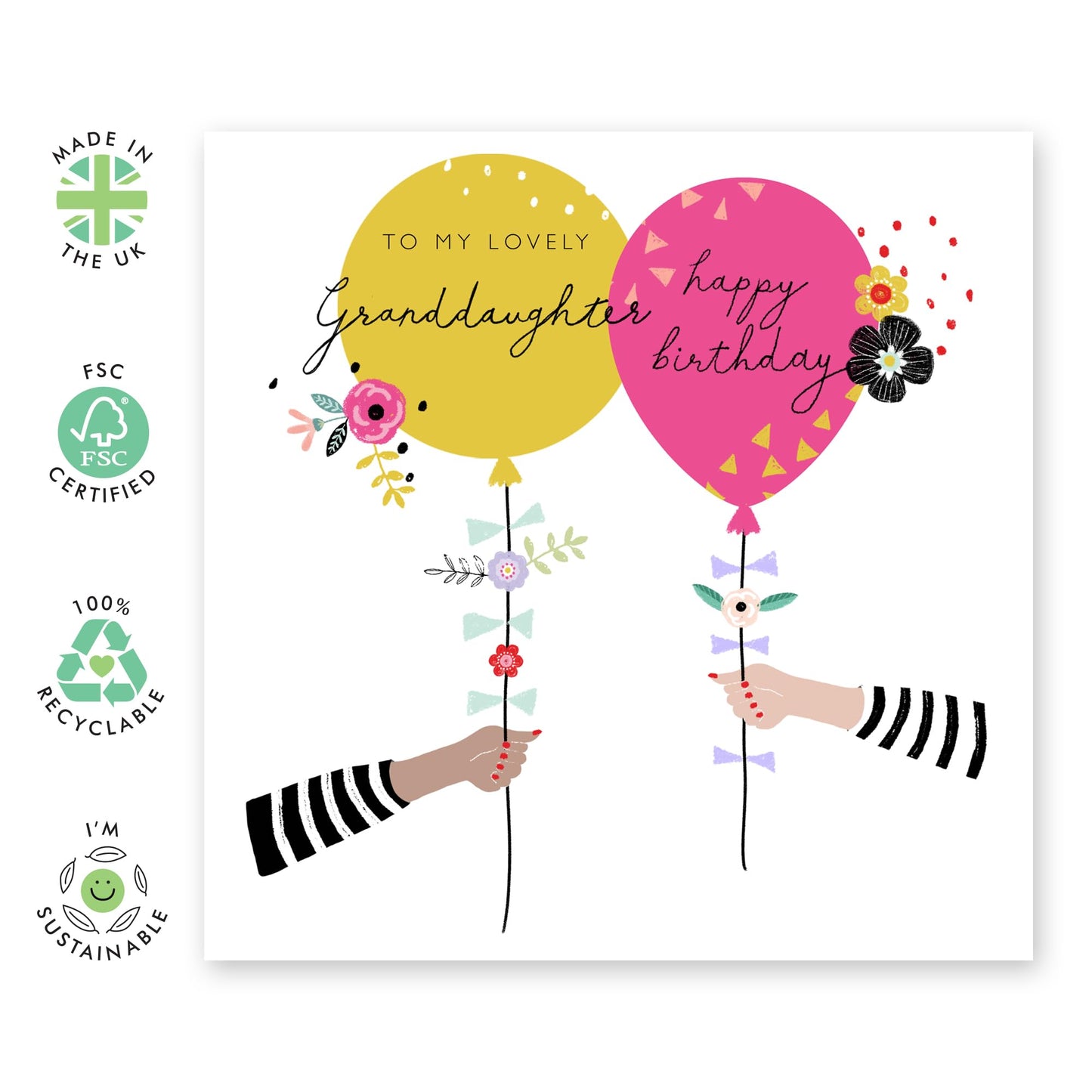 Girl Birthday Card Teens Women - Granddaughter Birthday Card For Her - Elegant Greeting Cards For Women - Pretty Granddaughter Gifts - Comes With Fun Stickers - By Central 23
