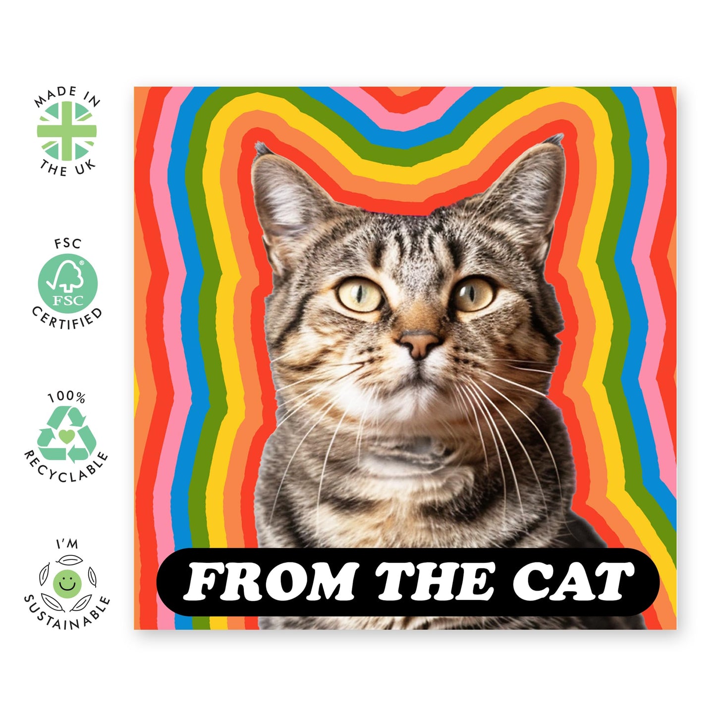 Cat Greeting Card - 'From The Cat' - Present for Bestfriends, Girlfriends, Coworkers, BFFs, Fur Mum, Cat Owners - Friends for Life - Comes with Fun Stickers